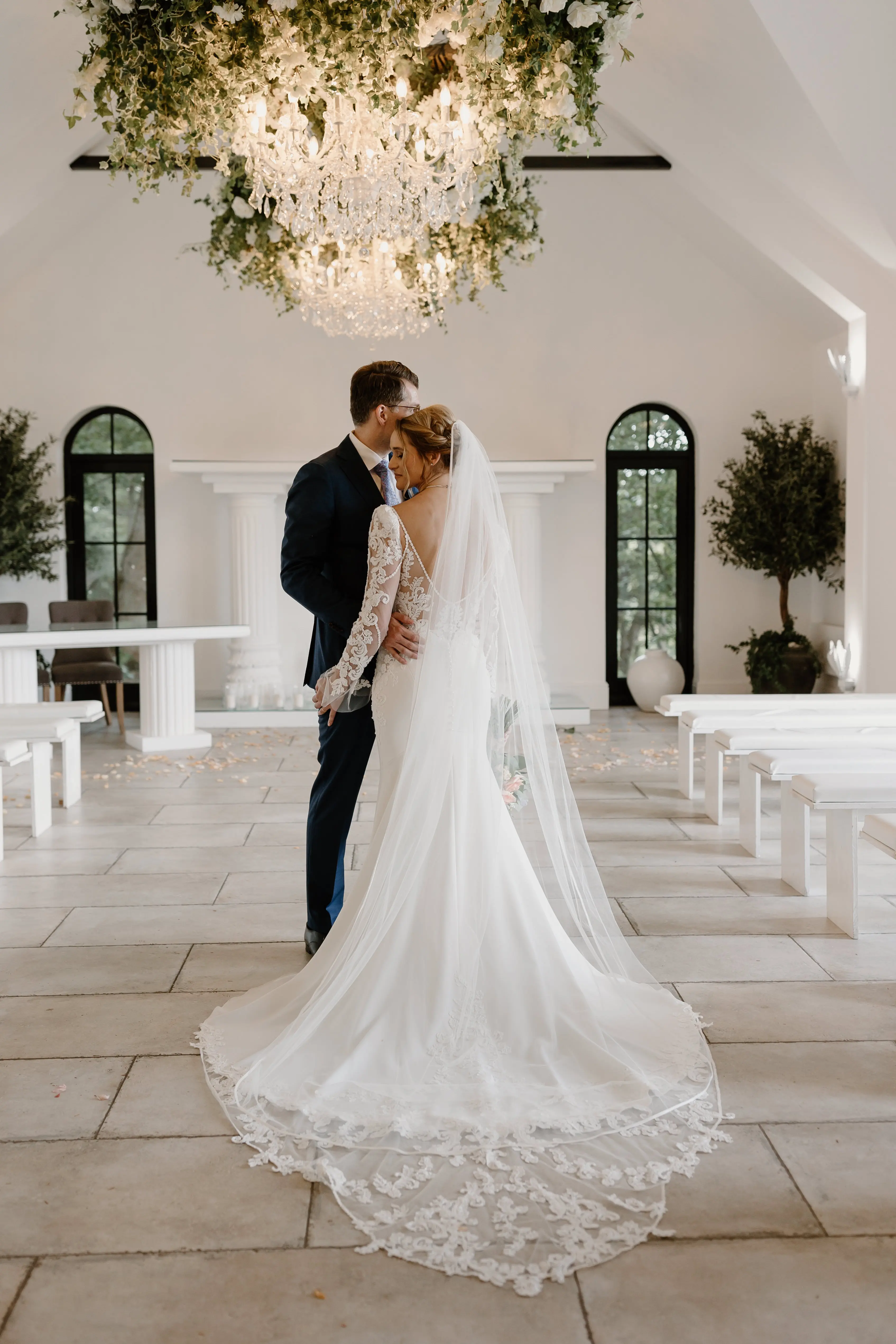 Bride Wearing Lace Mermaid Wedding Dress Called Nikki By Maggie Sottero In A Classic Wedding Venue
