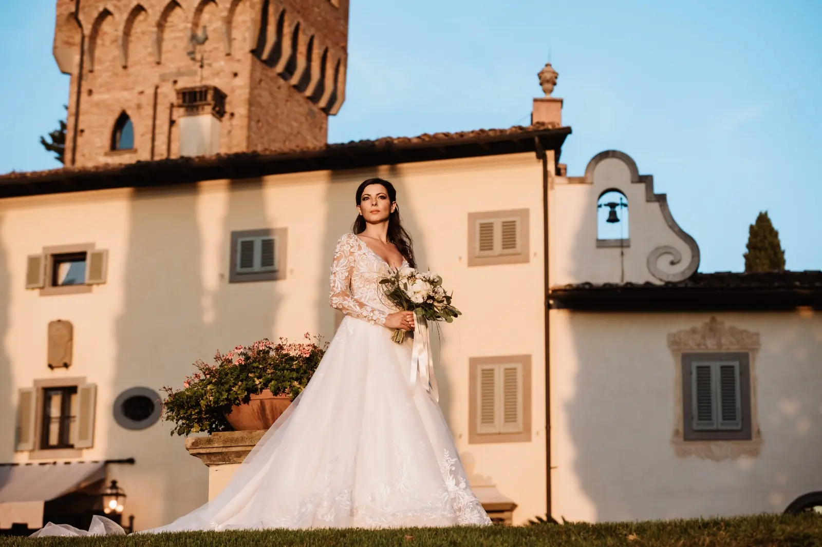 Bride In Long Sleeved Ballgown Zander Sottero and Midgley