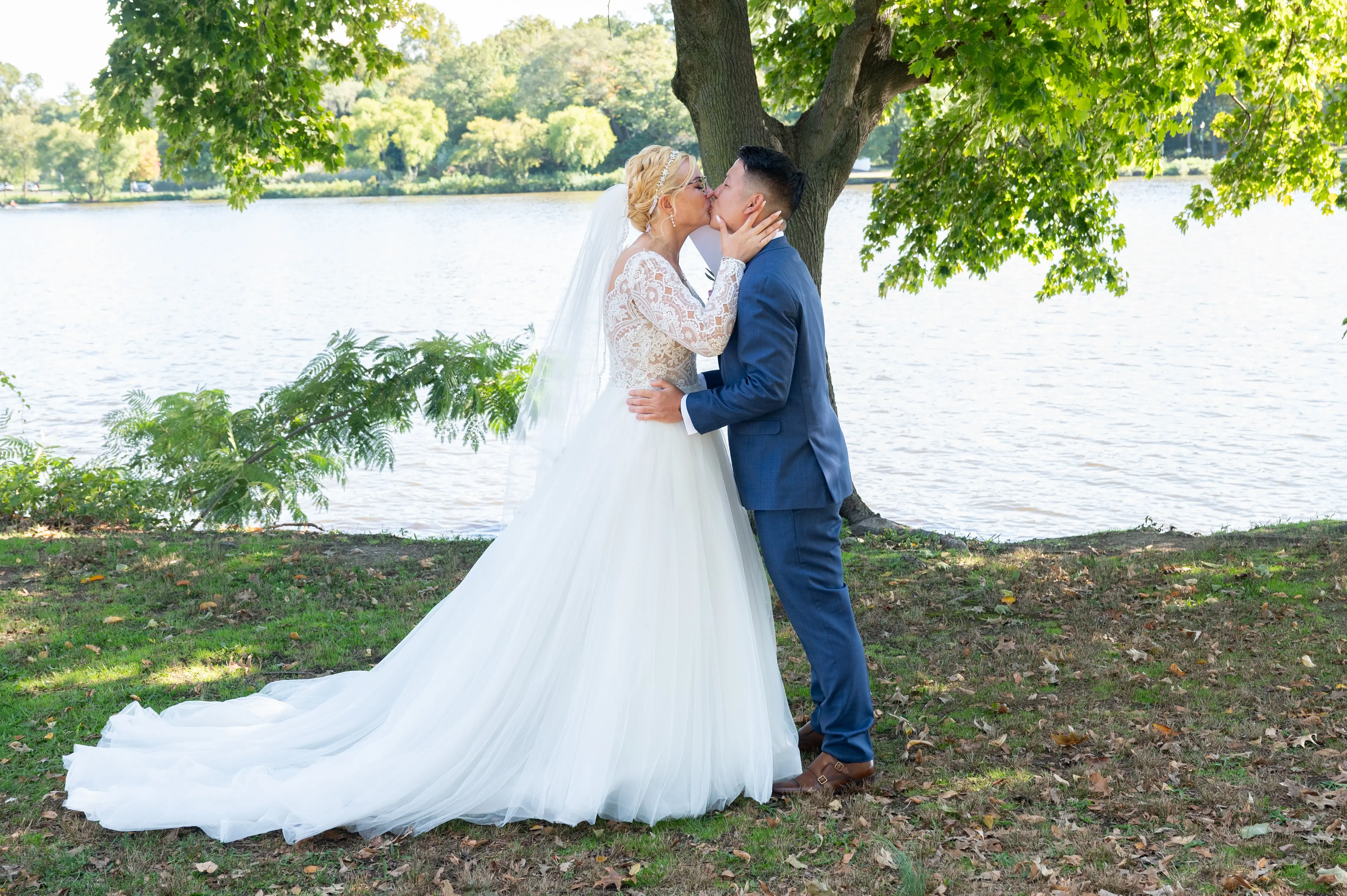 Bride Wearing Princess Ballgown Wedding Dress Called Mallory Dawn By Maggie Sottero Kissing Groom