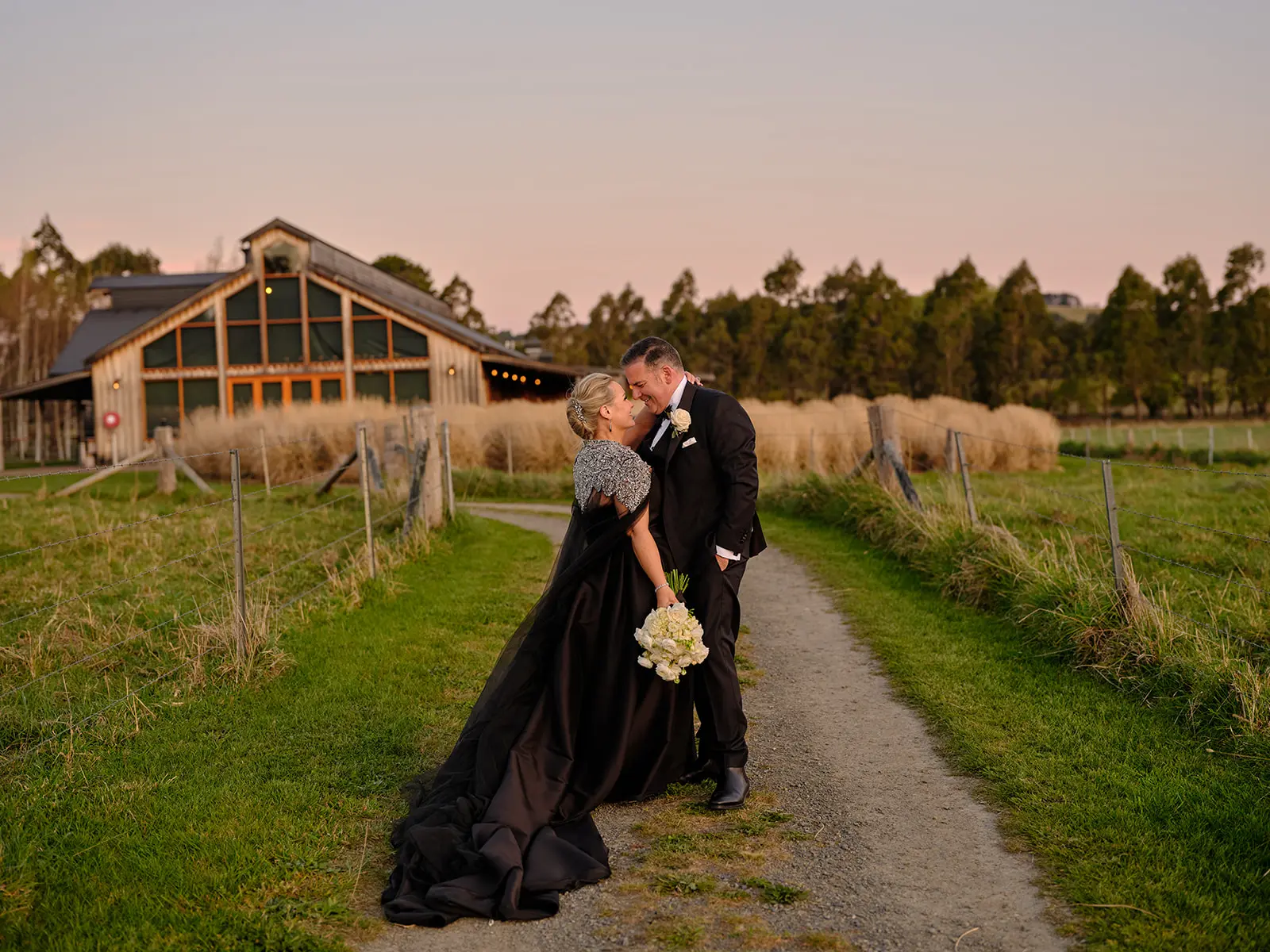 Bride wearing Aspen by Sottero and Midgley hugging her husband