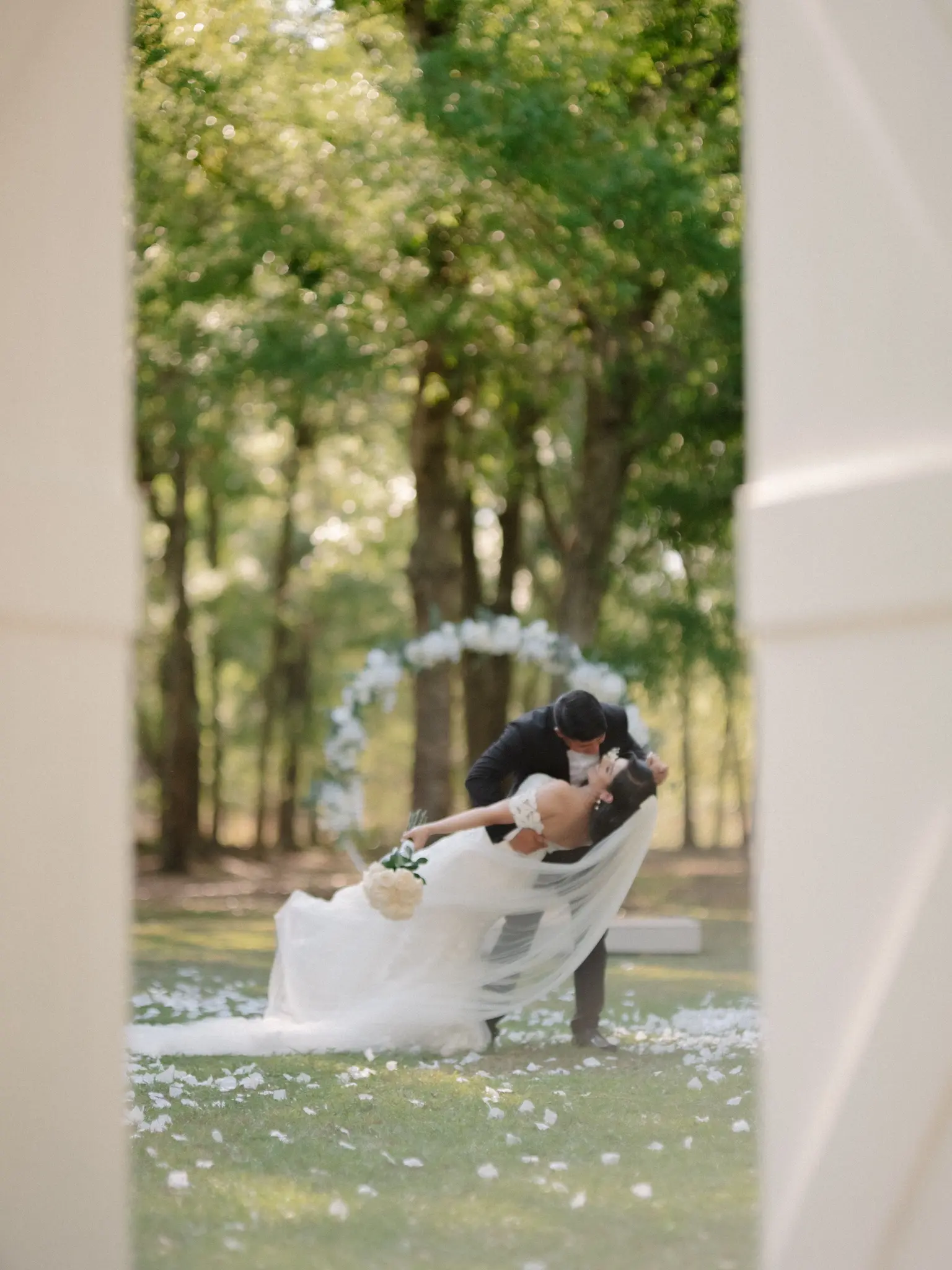 Bride In Lace Mermaid Wedding Dress Called Hattie By Rebecca Ingram With Groom