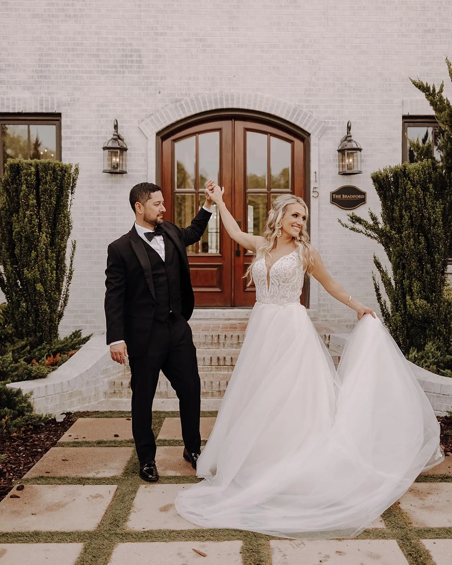 Bride In Lace Sheath Gown Hamilton By Sottero Midgley With Groom