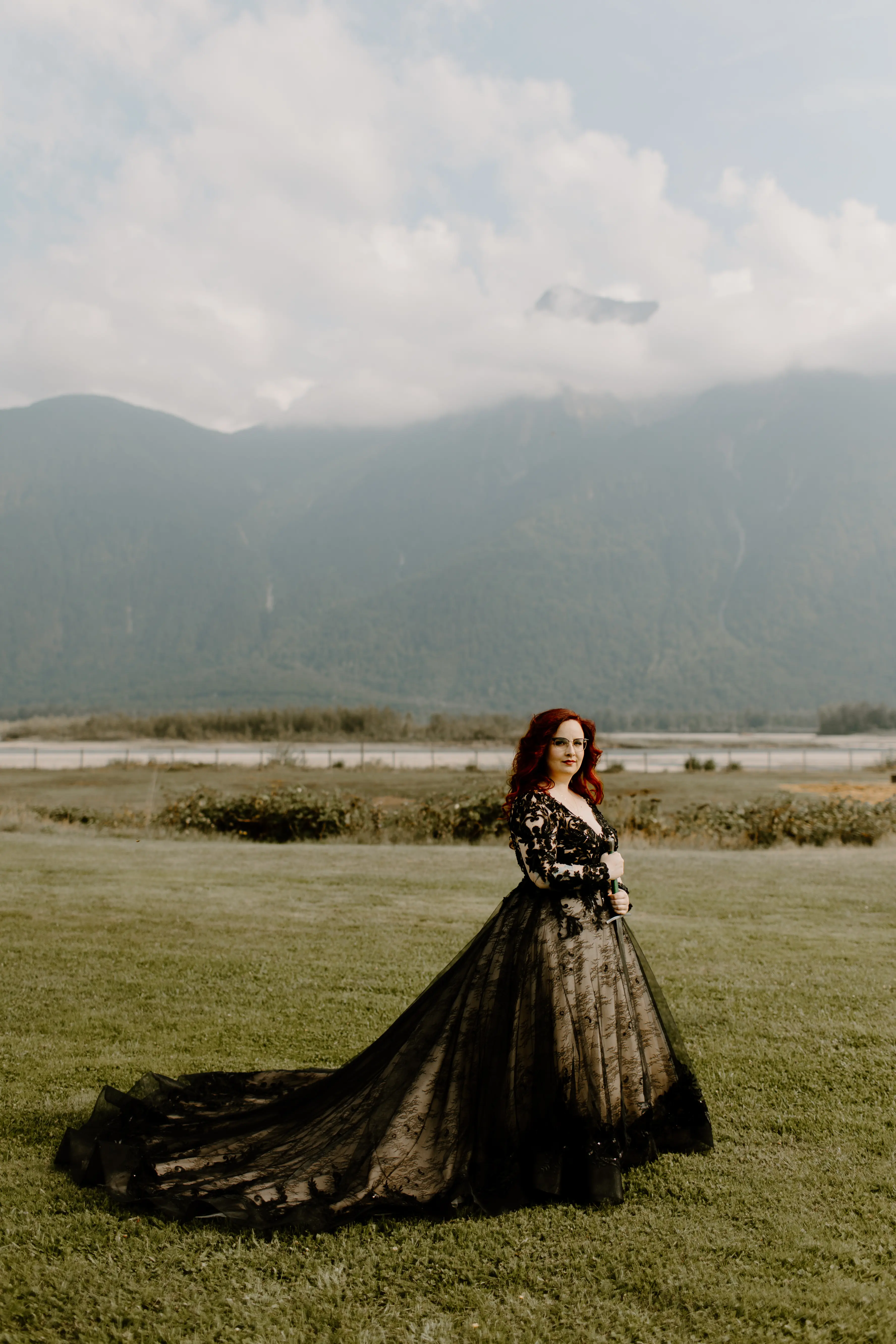 Bride Wearing Black Wedding Dress Zander By Sottero and Midgley