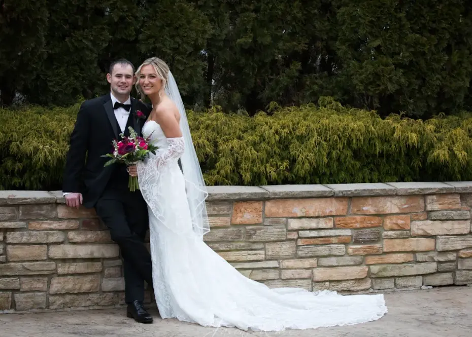 Bride Wearing Boho Sleeved Wedding Dress Bronson By Sottero And Midgley With Groom