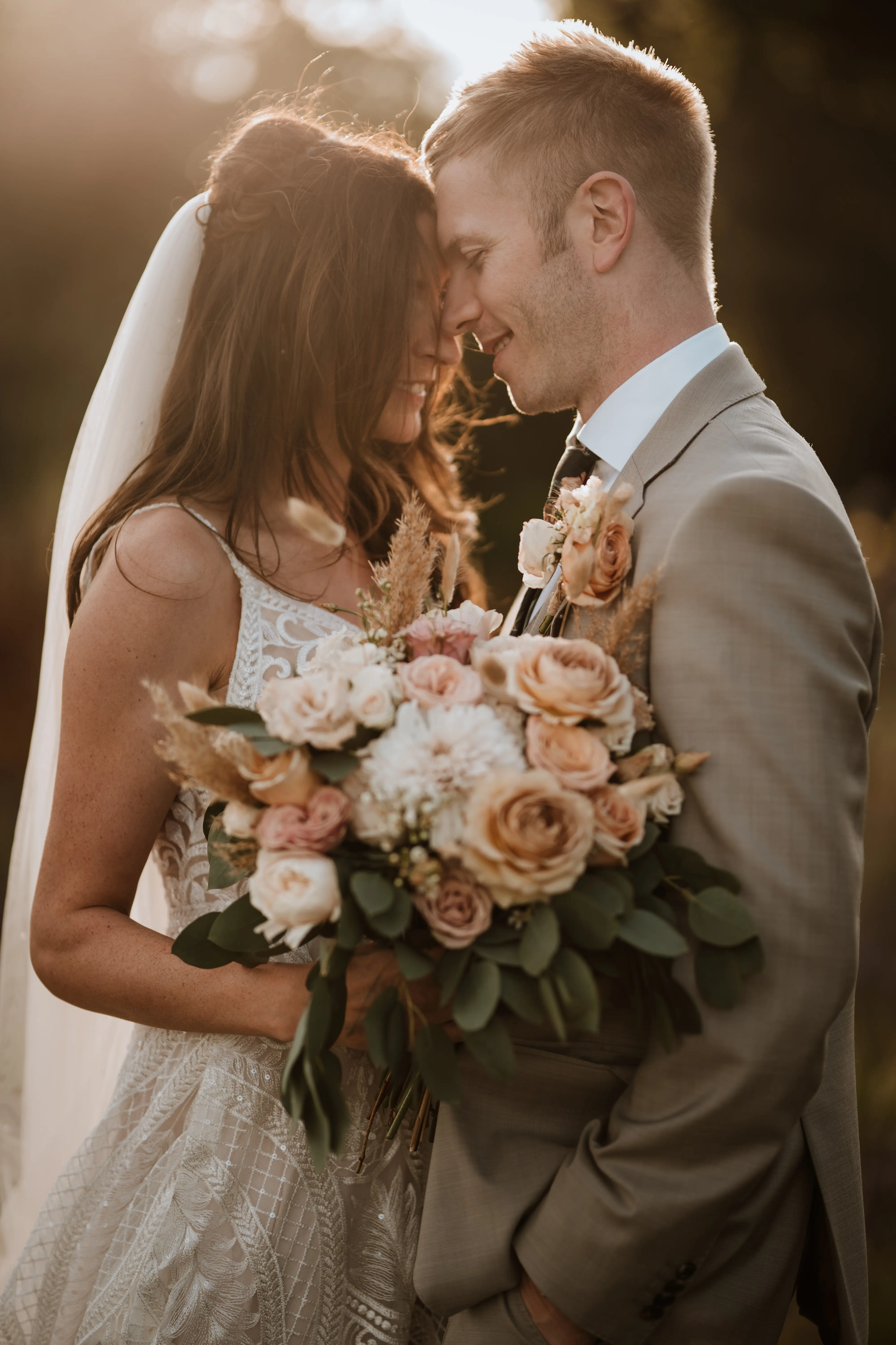 Groom With Bride Wearing Boho Princess Wedding Dress Roxanne By Sottero And Midgley