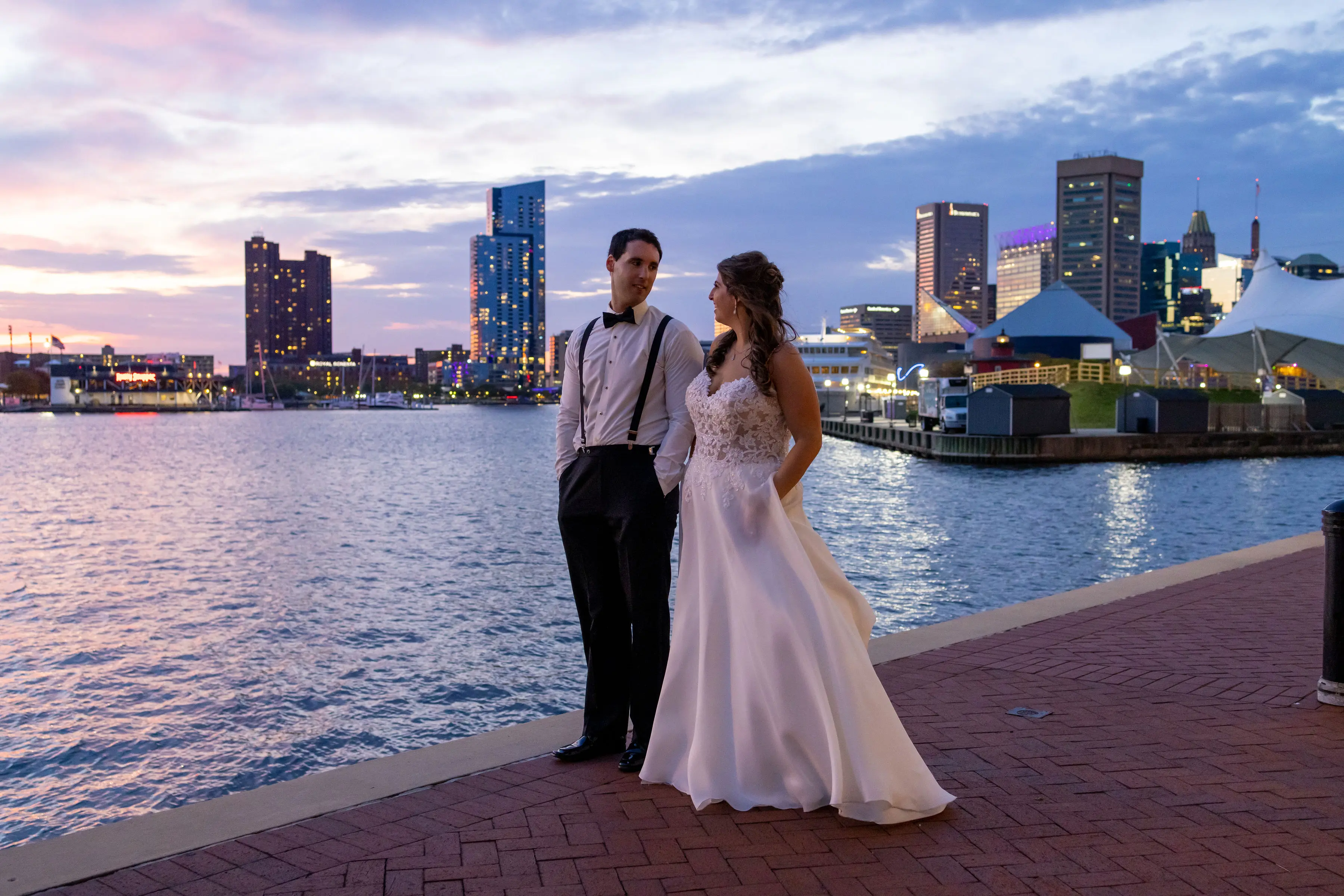 Groom With Bride Wearing A-Line Wedding Dress Savannah By Maggie Sottero