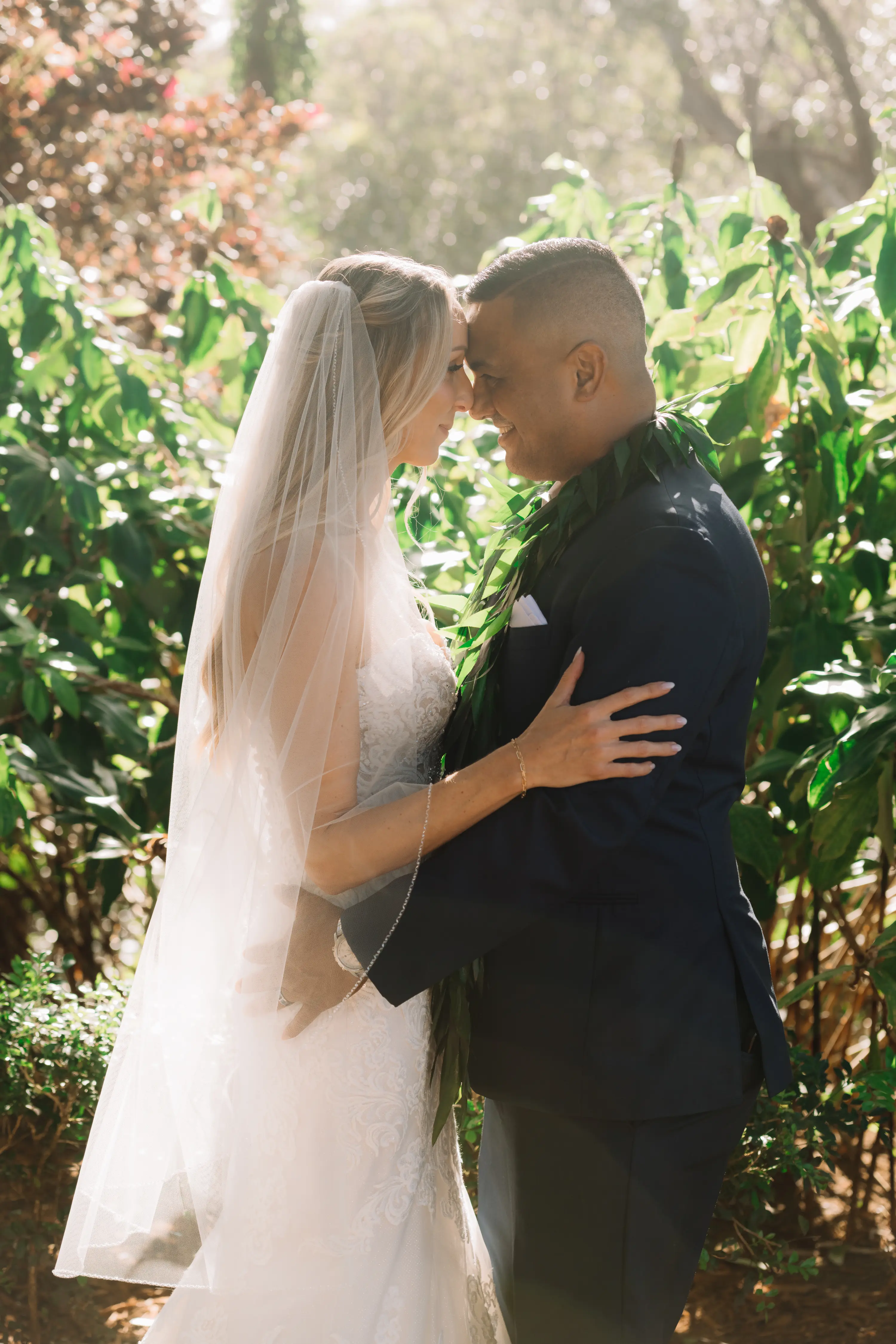 Bride In Beach Fit-And-Flare Wedding Dress Called Fiona By Maggie Sottero With Groom