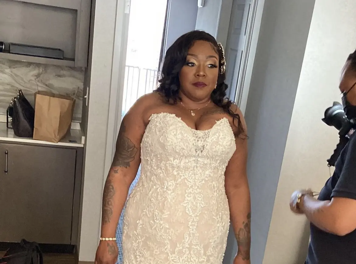 Bride In Beaded Lace Mermaid Wedding Dress Called Lonnie Lynette By Maggie Sottero