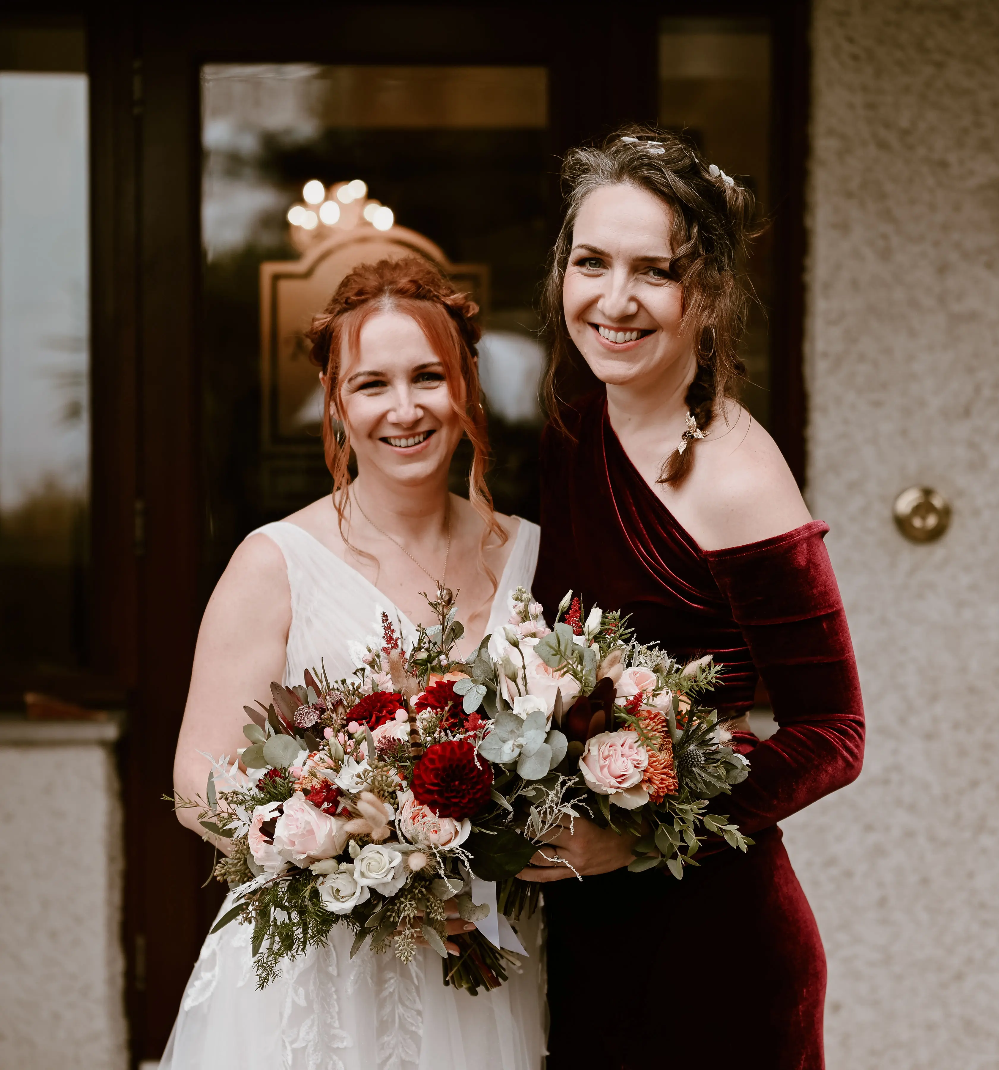 Real Bride in Nature-Inspired Tulle Wedding Dress with Plunging V-Neckline Called Jenessa by Rebecca Ingram