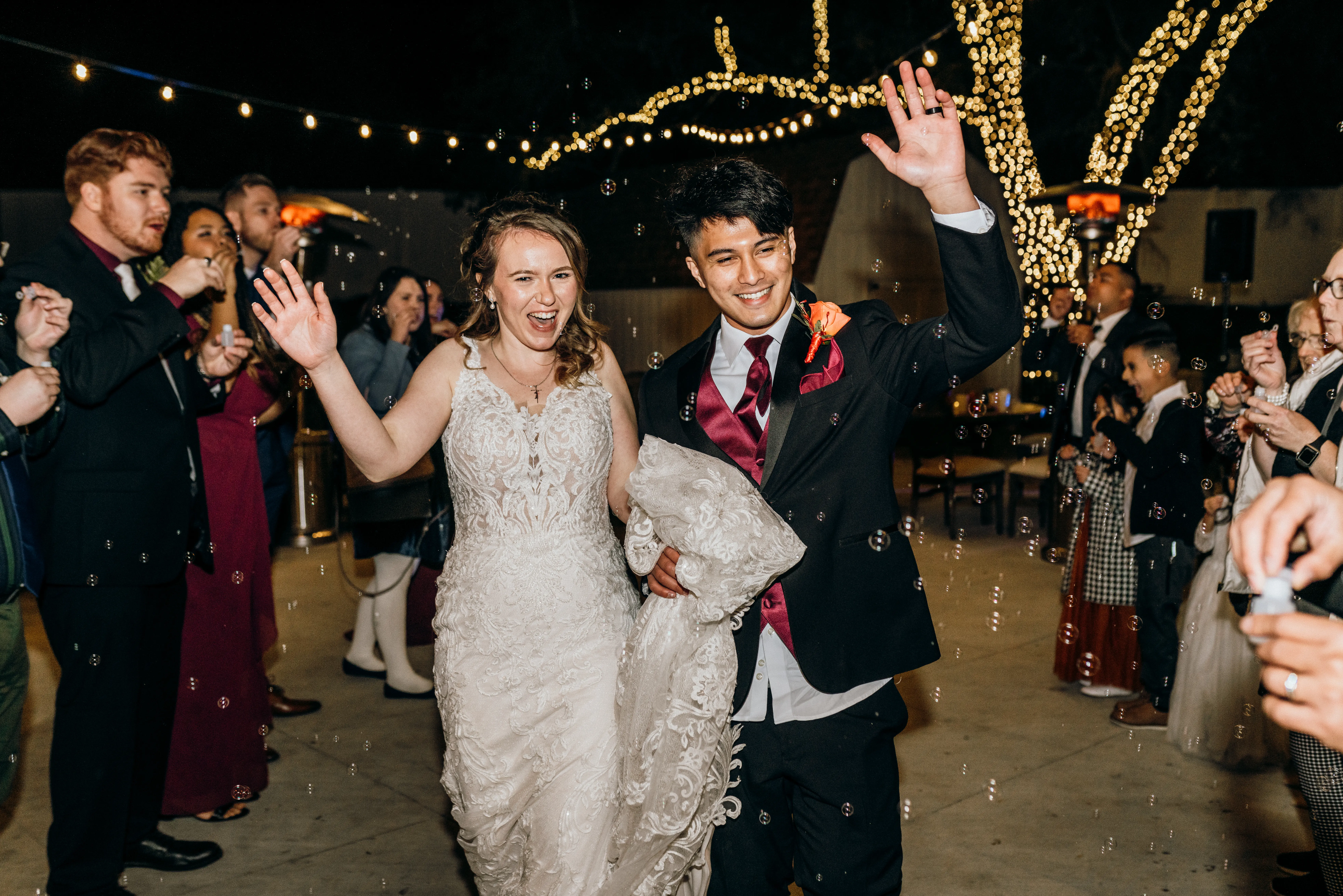 Bride In Embroidered Lace Sheath Dress Hamilton Sottero Midgley With Guests