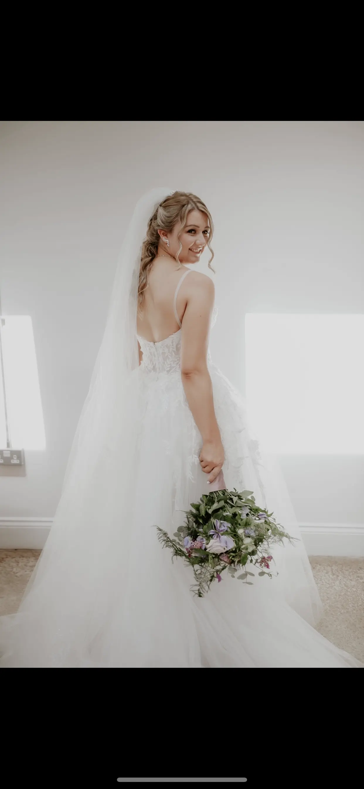 Bride Wearing Floral Princess Wedding Dress Orlanda By Maggie Sottero