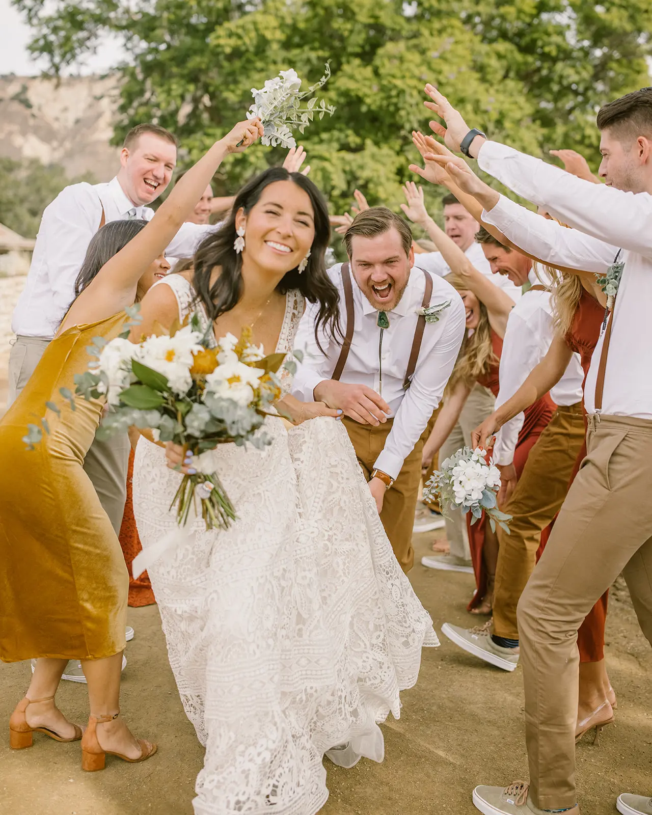 Bride in Vintage A-Line Wedding Dress with Allover Lace  and Nude UnderlayCalled Finley Dawn by Sottero & Midgley