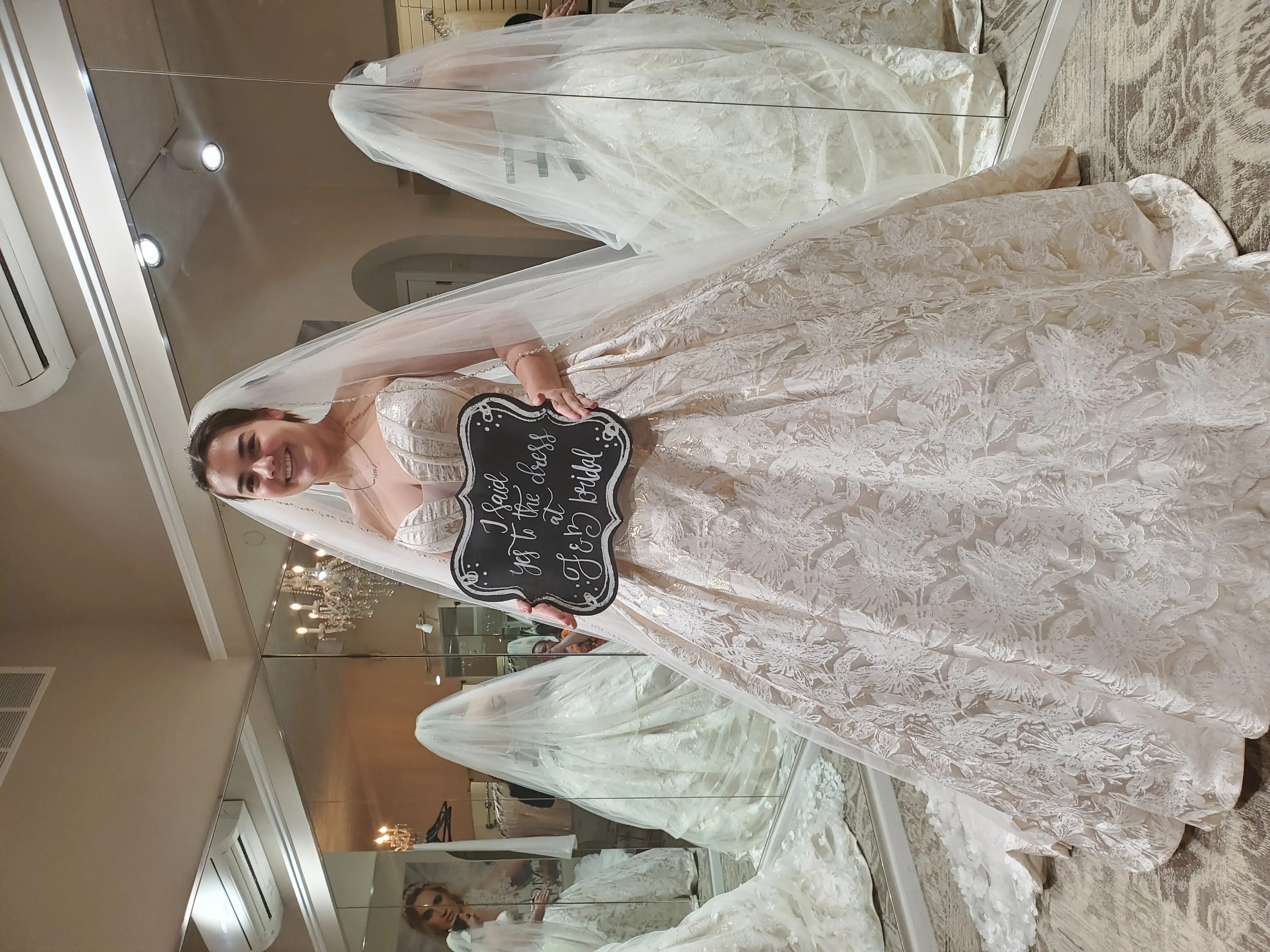 Bride wearing Derrick Marie by Maggie Sottero at her bridal appointment
