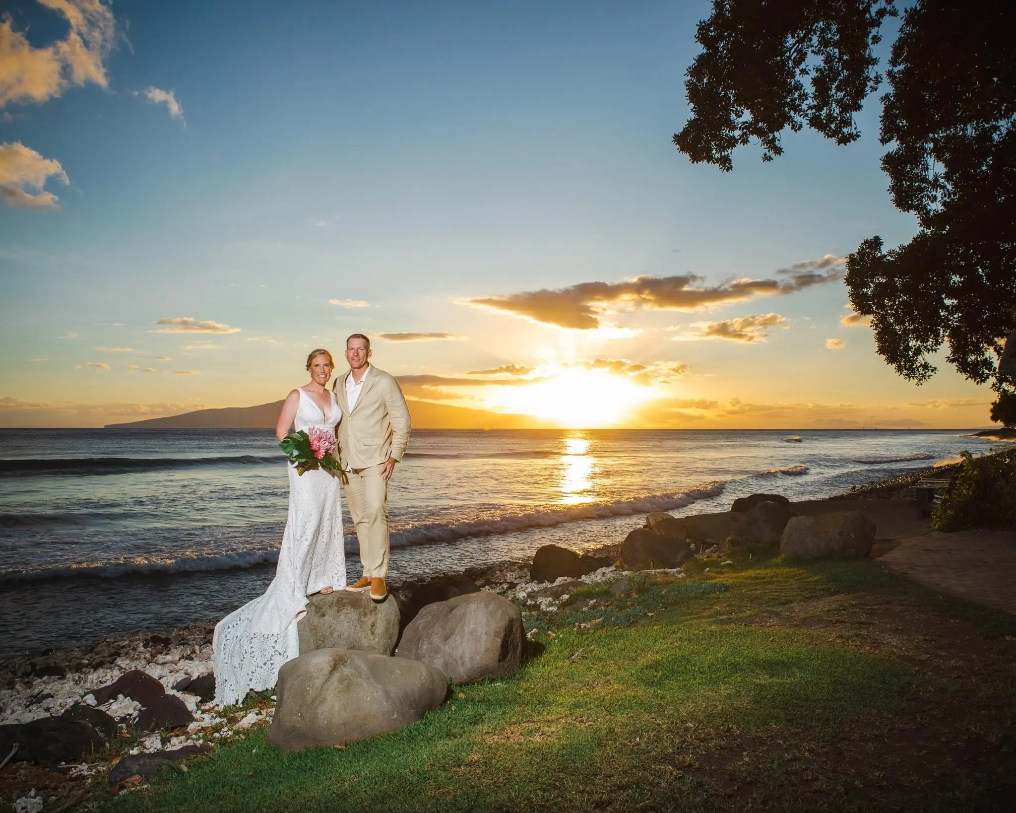 Real Bride in Boho Oversized Floral Lace Wedding Dress with Deep V-Neckline and Pearl Buttons Called Burke by Maggie Sottero