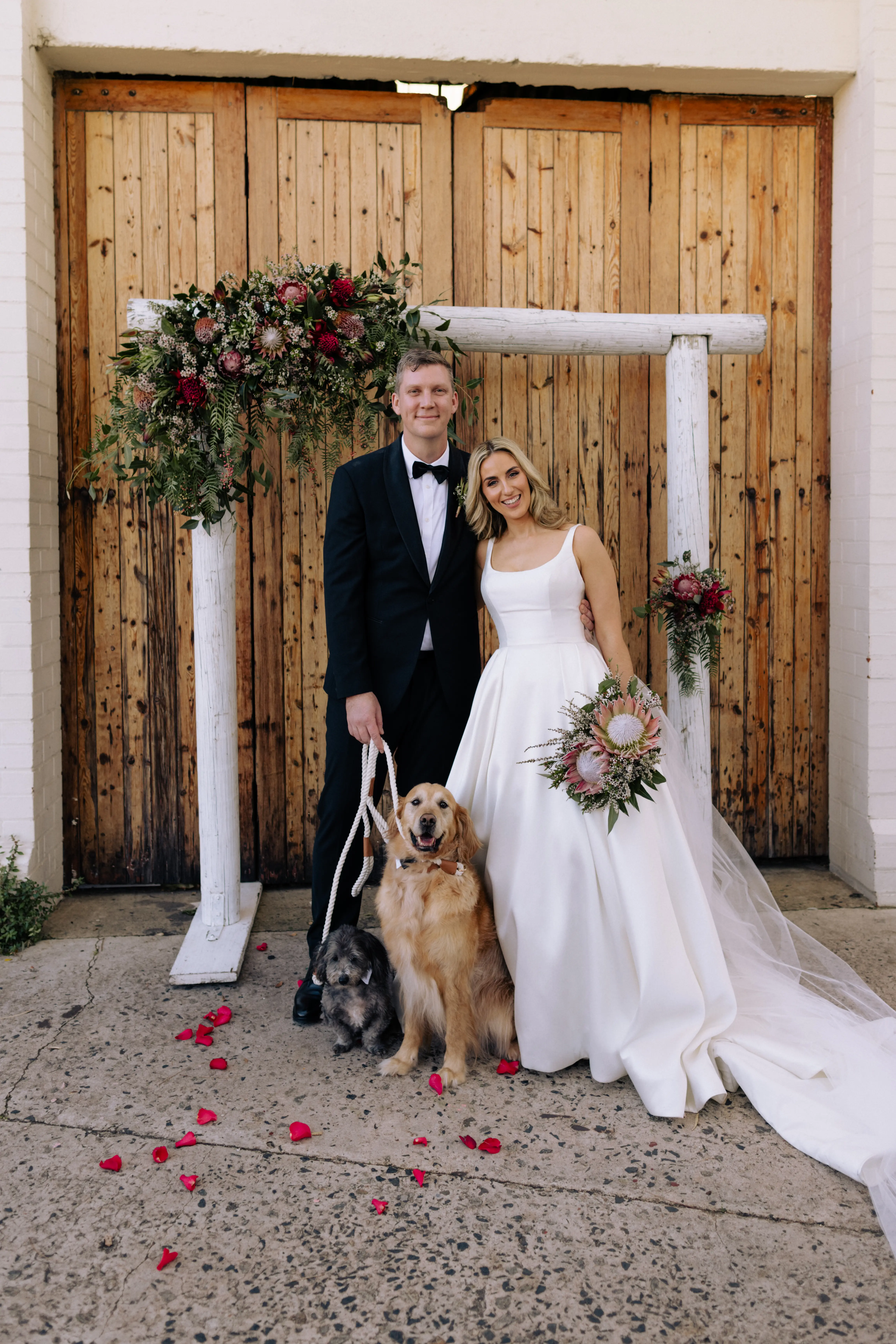 Groom With Bride Wearing Satin Ball Gown Selena By Maggie Sottero