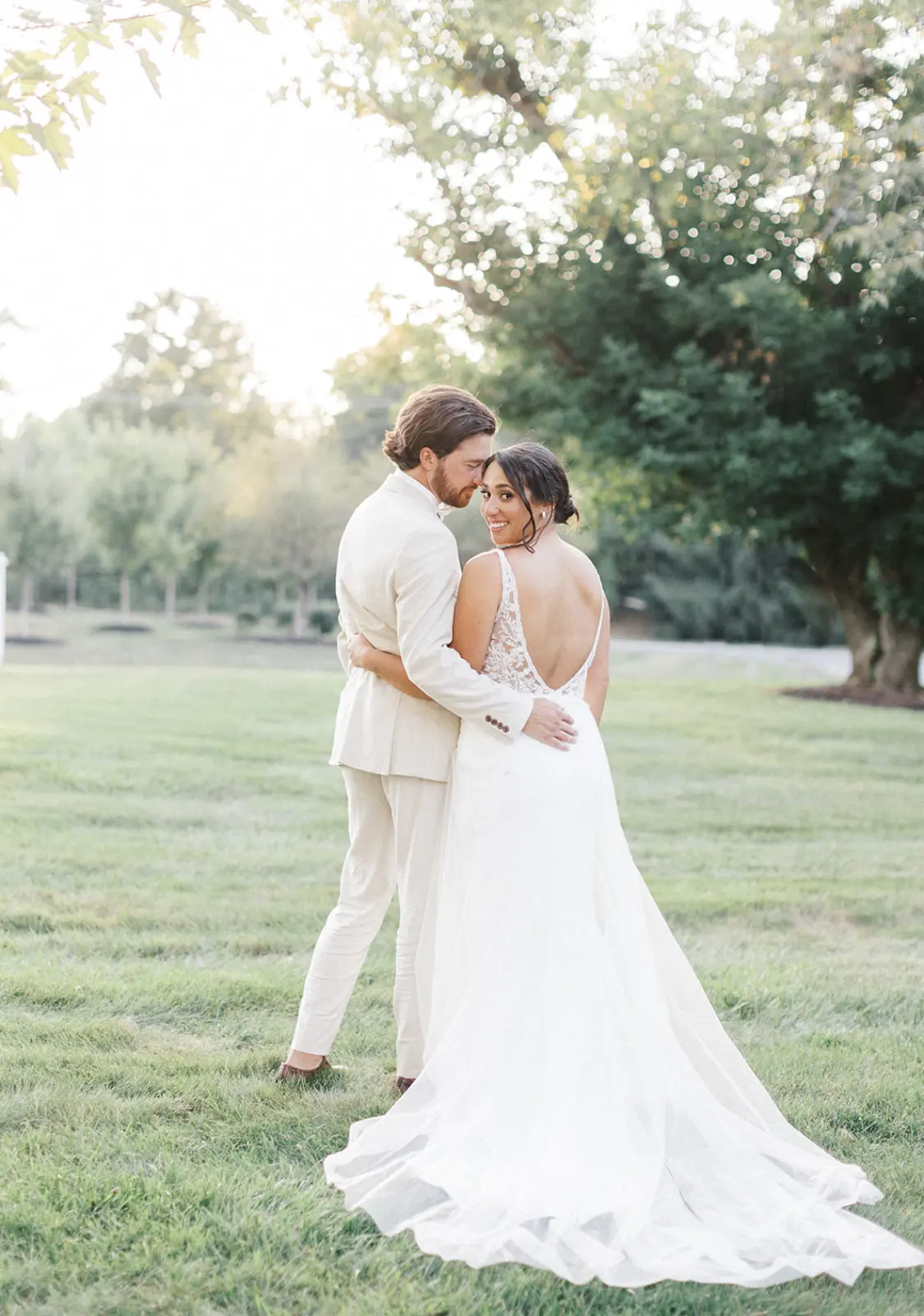 Bride In Crepe Wedding Dress Called Carmen By Rebecca Ingram