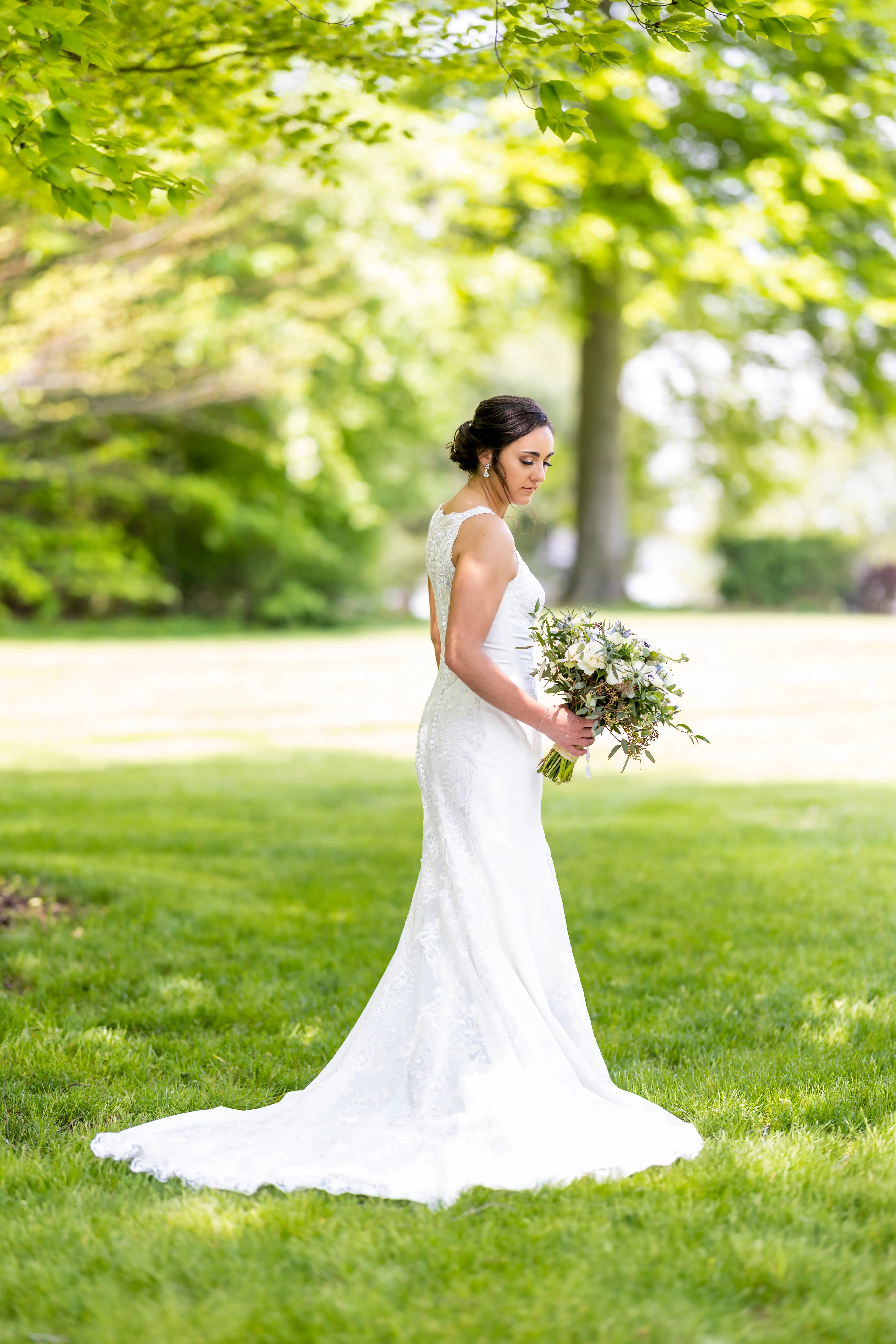 Bride Wearing Lace Halter Wedding Dress Kevyn By Sottero And Midgley