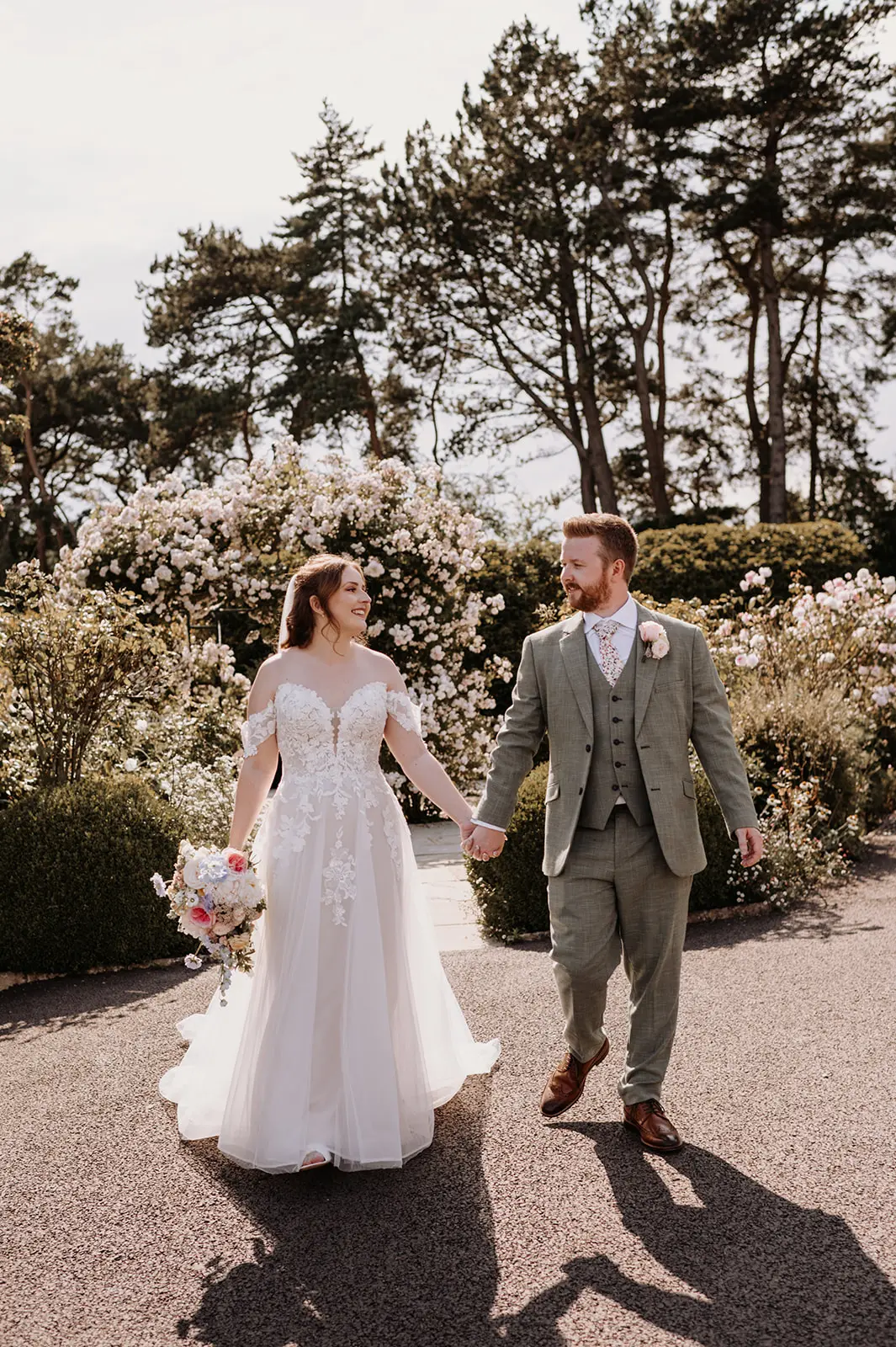 Groom With Bride Wearing Cold Shoulder Princess Wedding Dress Stevie By Maggie Sottero