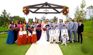 Bride In Floral A-line Laramie Sottero Midgley With Guests