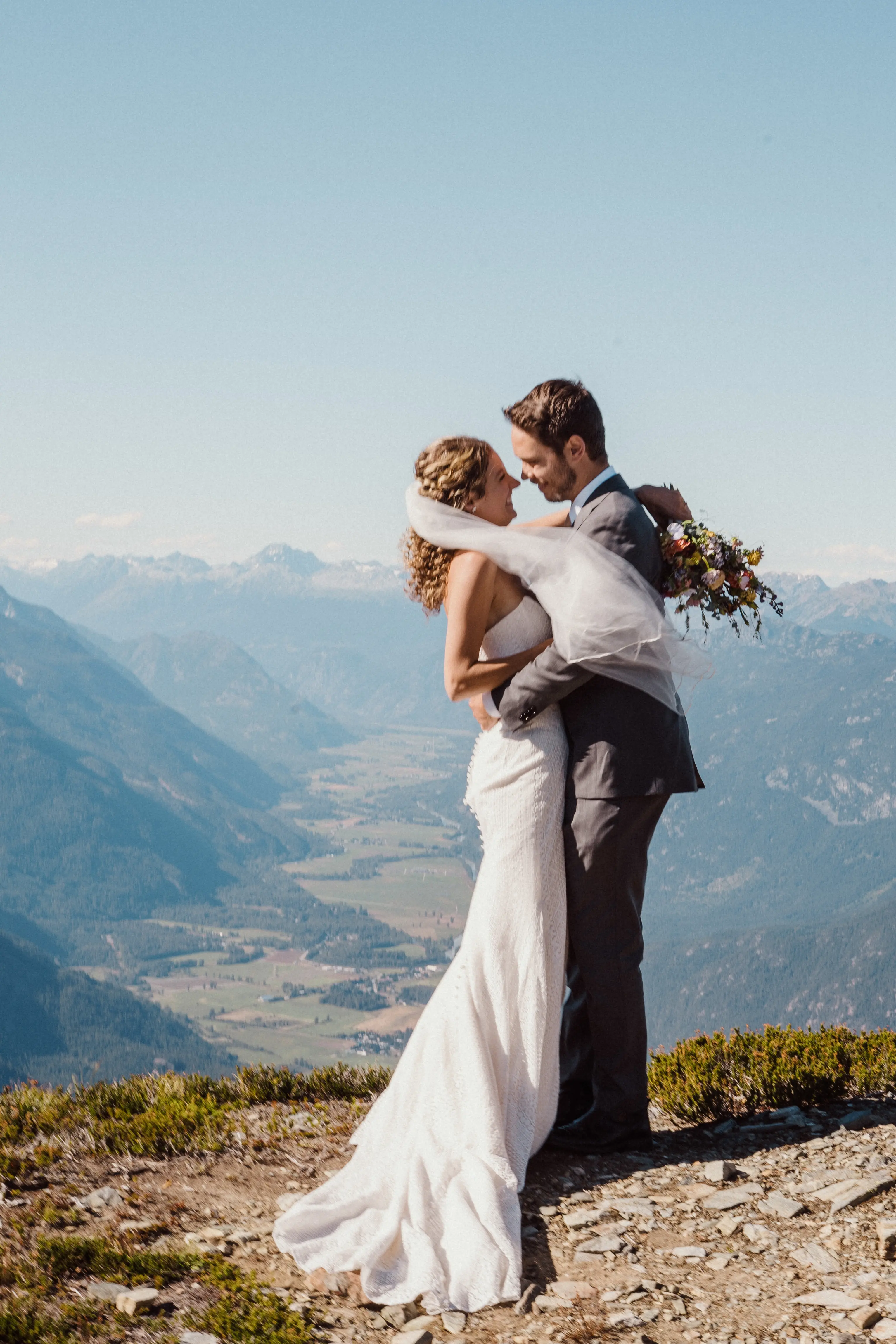 Real Bride in Geometric Lace Bridal Dress with Sweetheart Neckline Called Dover by Maggie Sottero