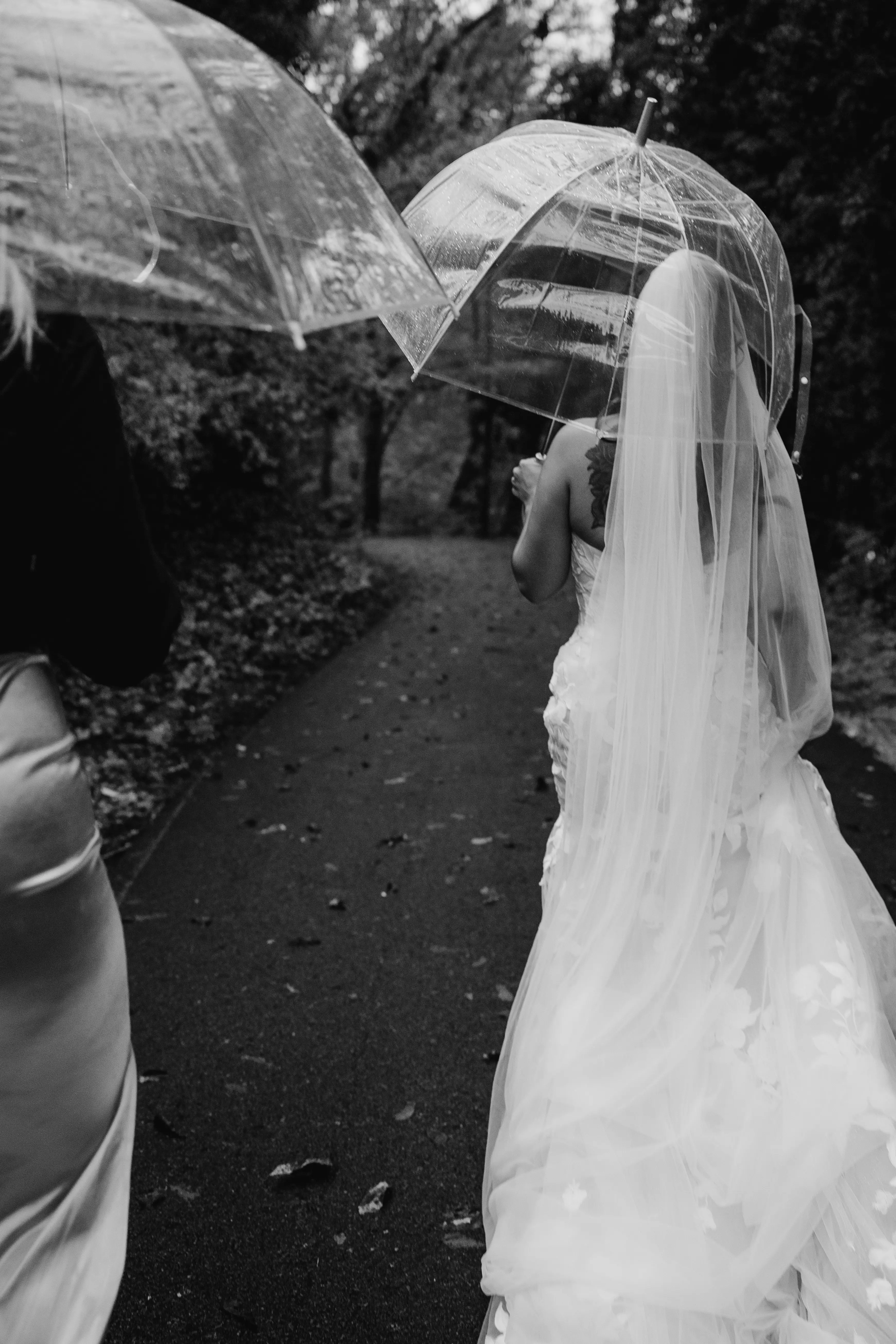Real Bride In The Rain Wearing A White Wedding Dress Named Hattie By Rebecca Ingram