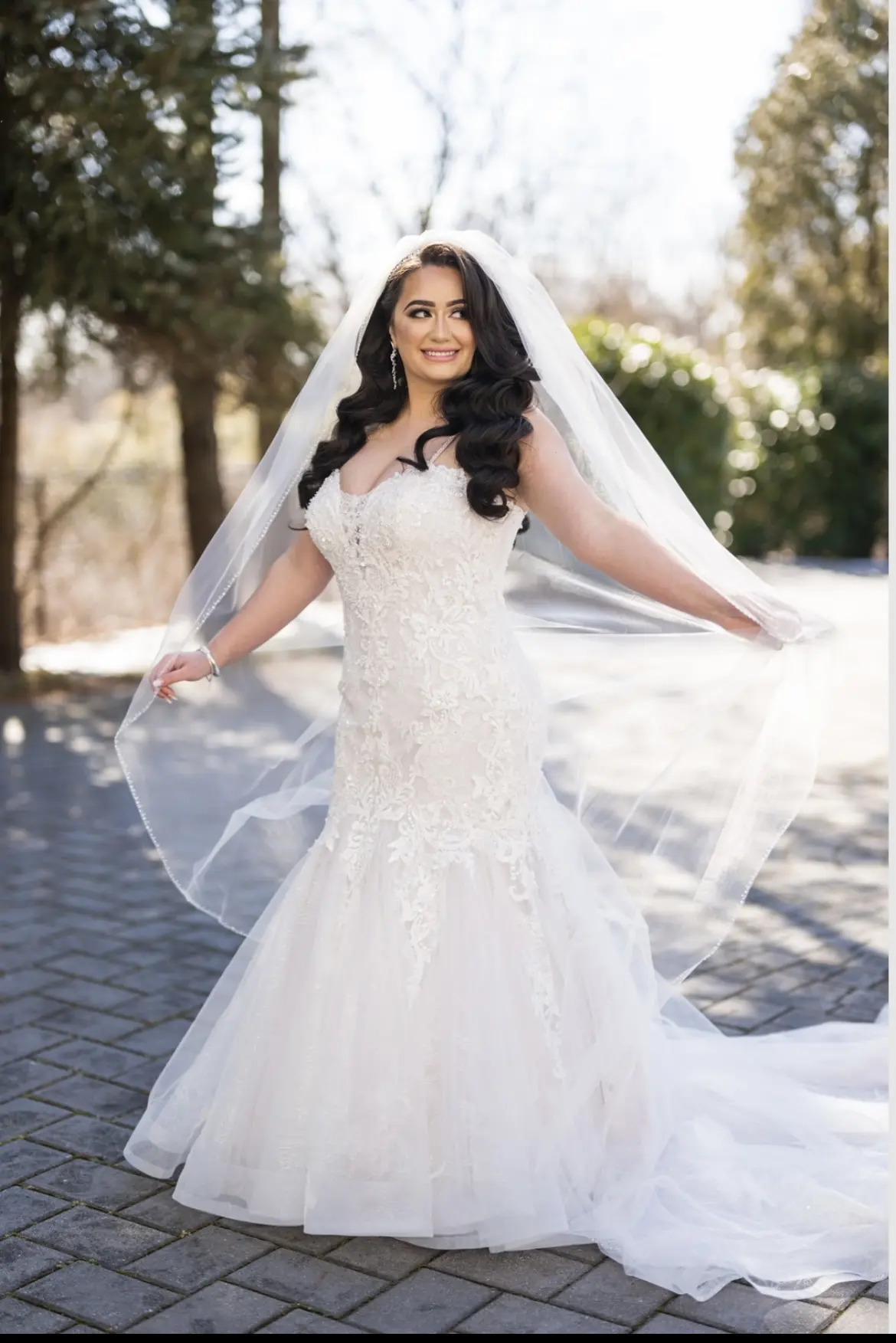 Bride In Glamorous Glitter Tulle and Lace Mermaid Wedding Dress Called Lonnie Lynette By Maggie Sottero