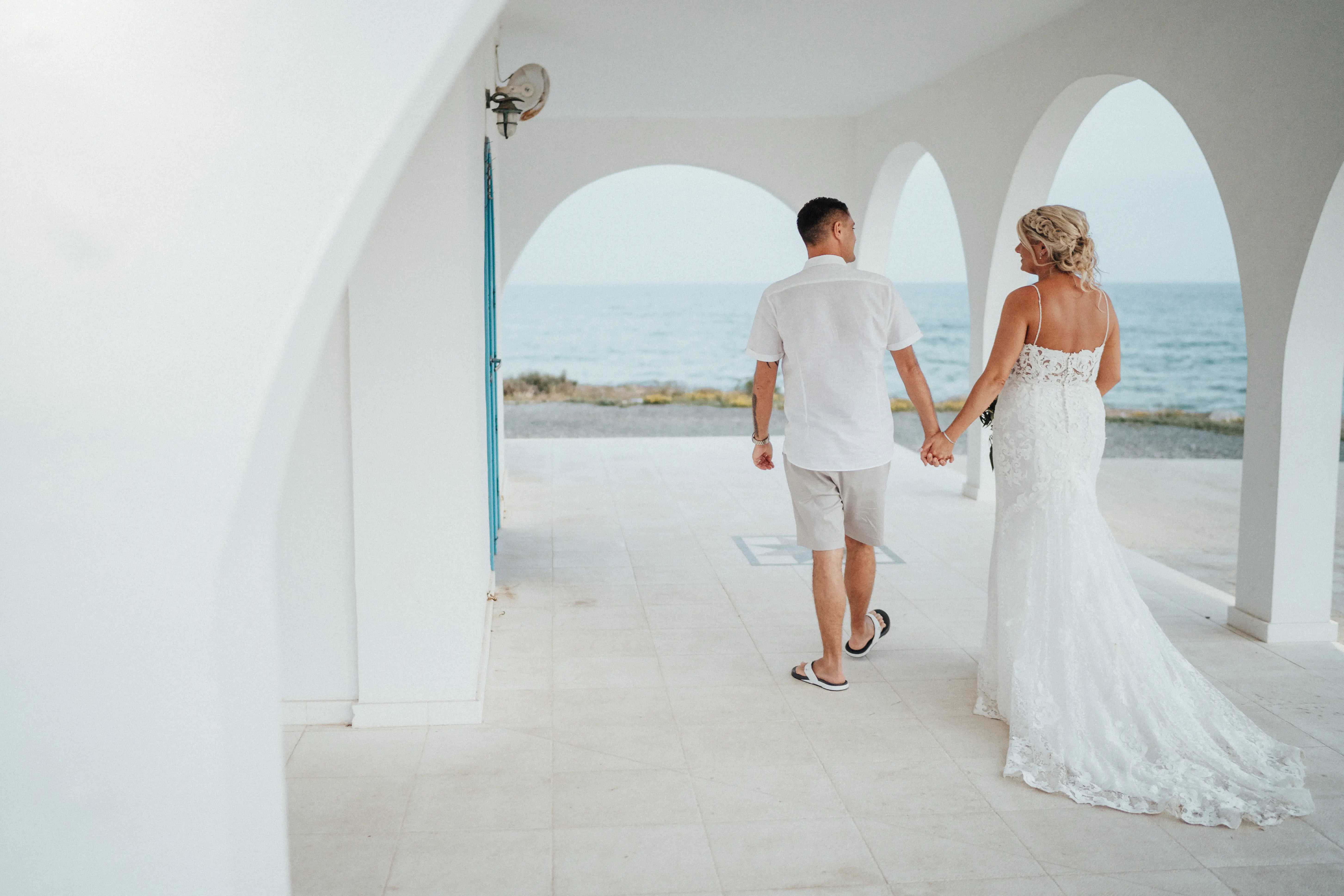 Bride In Lace Sheath Tuscany Lynette Maggie Sottero With Groom