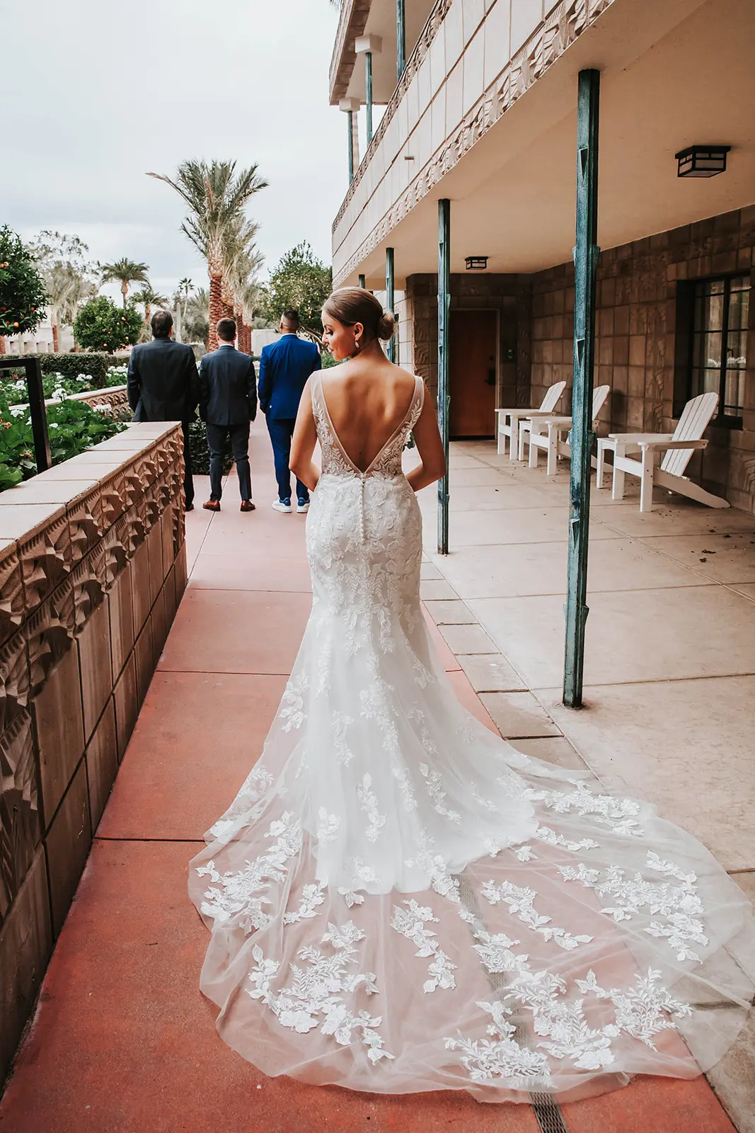 Bride In Floral Fit-And-Flare Wedding Dress Called Greenley By Maggie Sottero