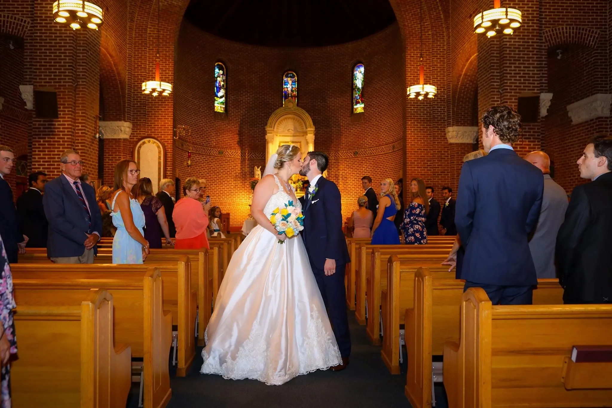 Groom With Bride Wearing Elegant Satin Ball Gown Kimora By Sottero And Midgley