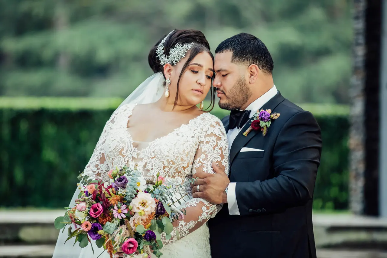 Groom With Bride Wearing Sheath Lace Long Sleeve Wedding Dress Althea By Maggie Sottero