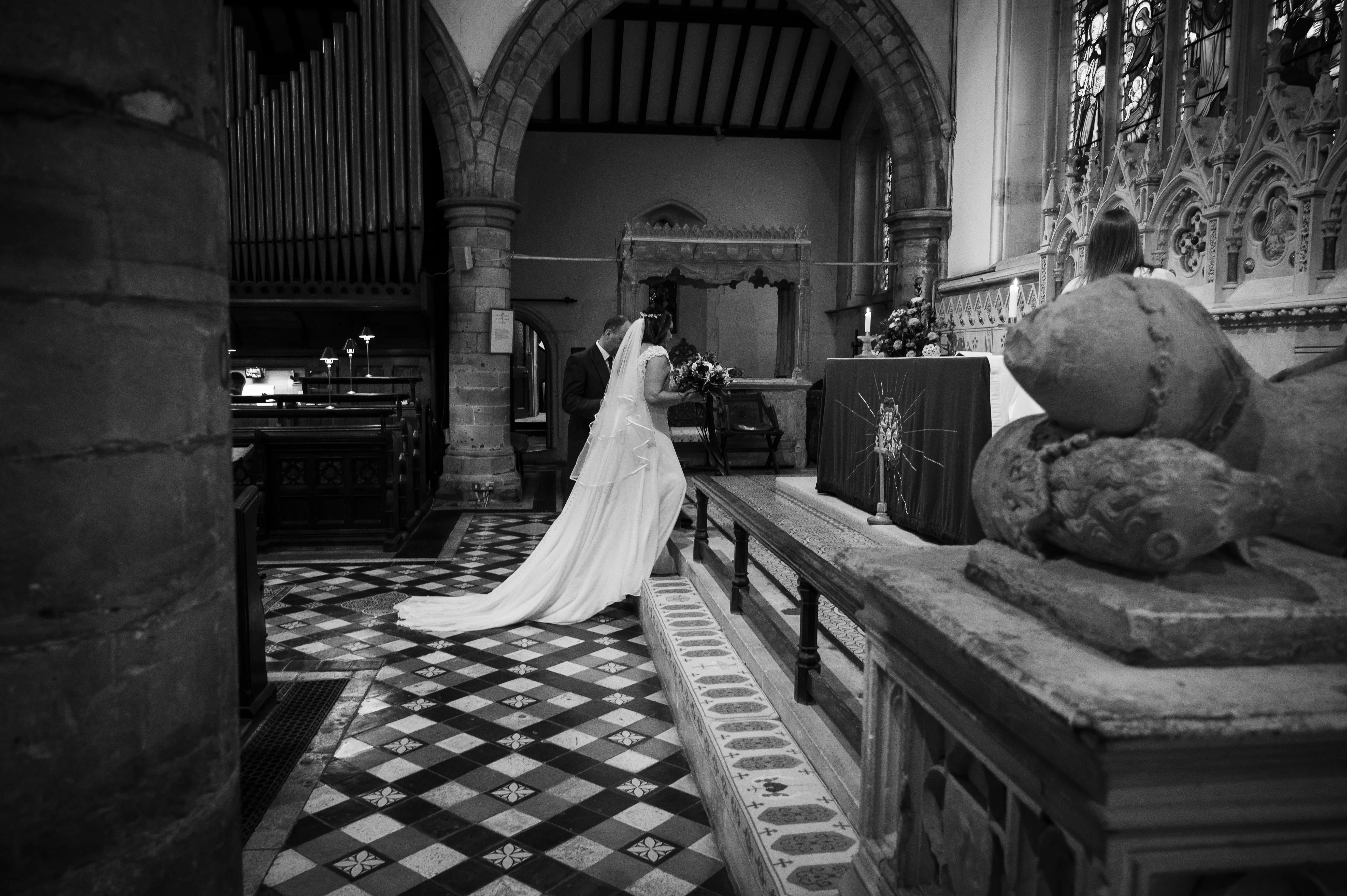 Real Bride in Romantic Cap-Sleeve Chiffon Wedding Gown with Sweetheart Neckline Called June by Maggie Sottero