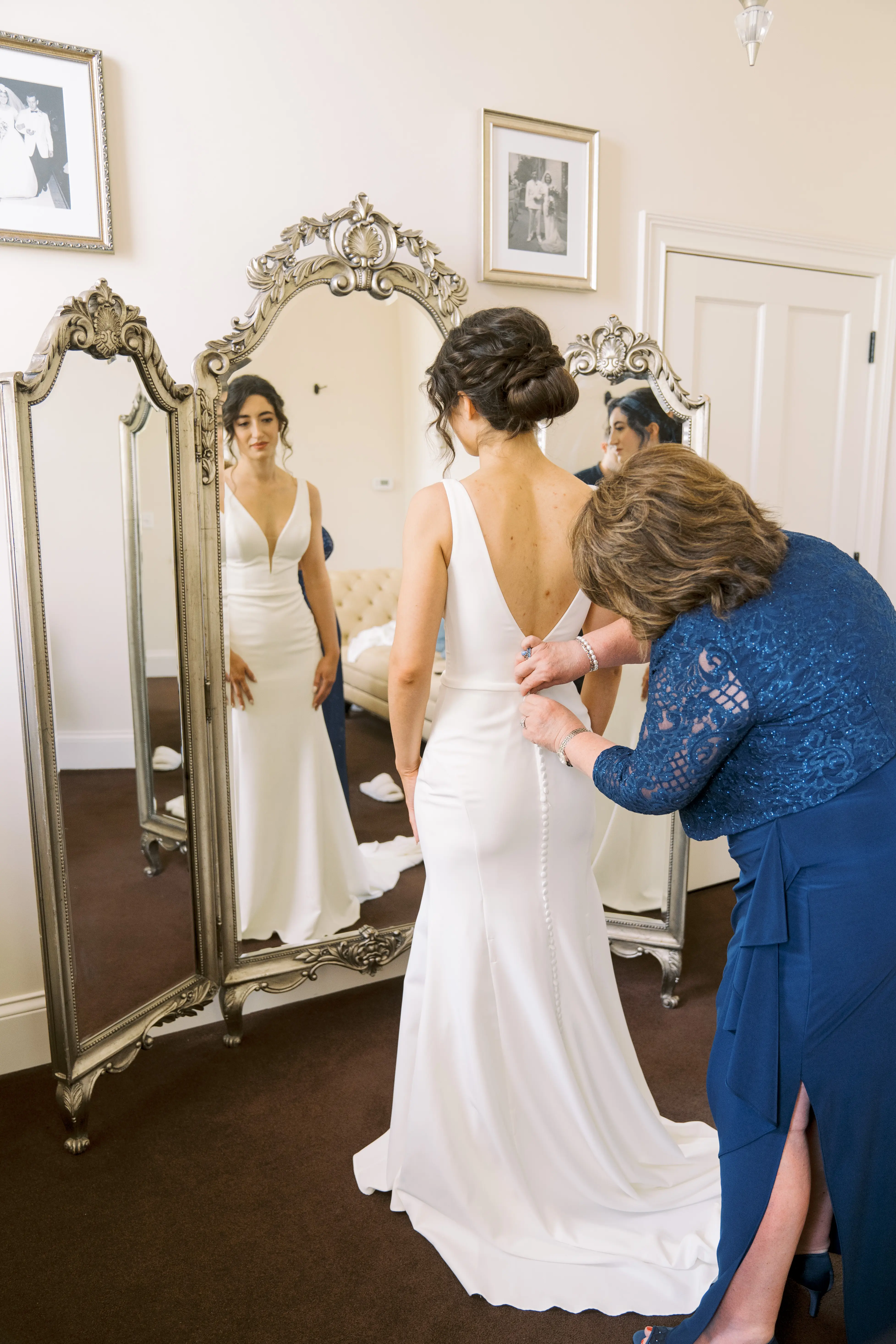 Bride In Simple Crepe V-neck Theodora Rebecca Ingram