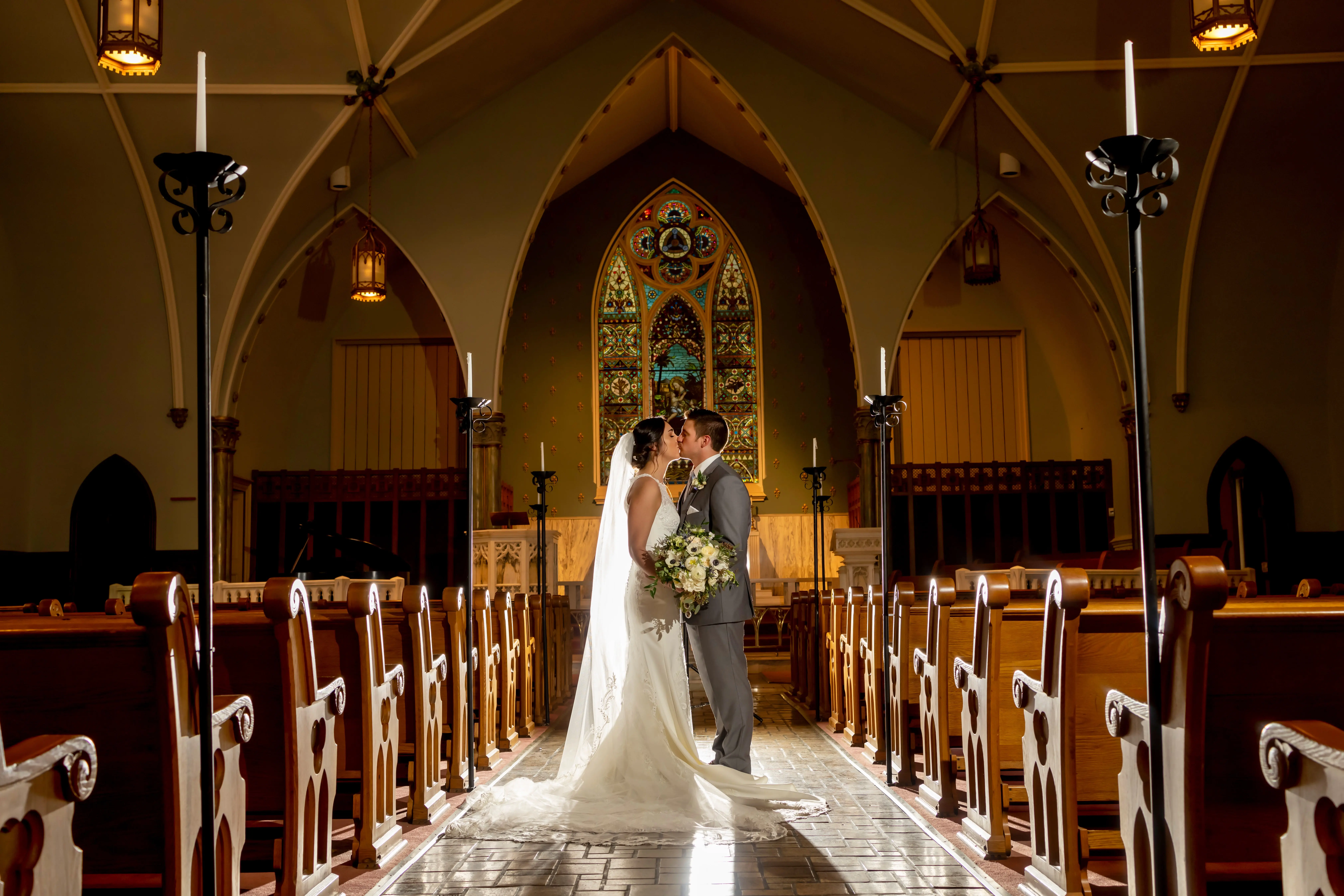 Groom With Bride Wearing Lace Halter Wedding Dress Kevyn By Sottero And Midgley