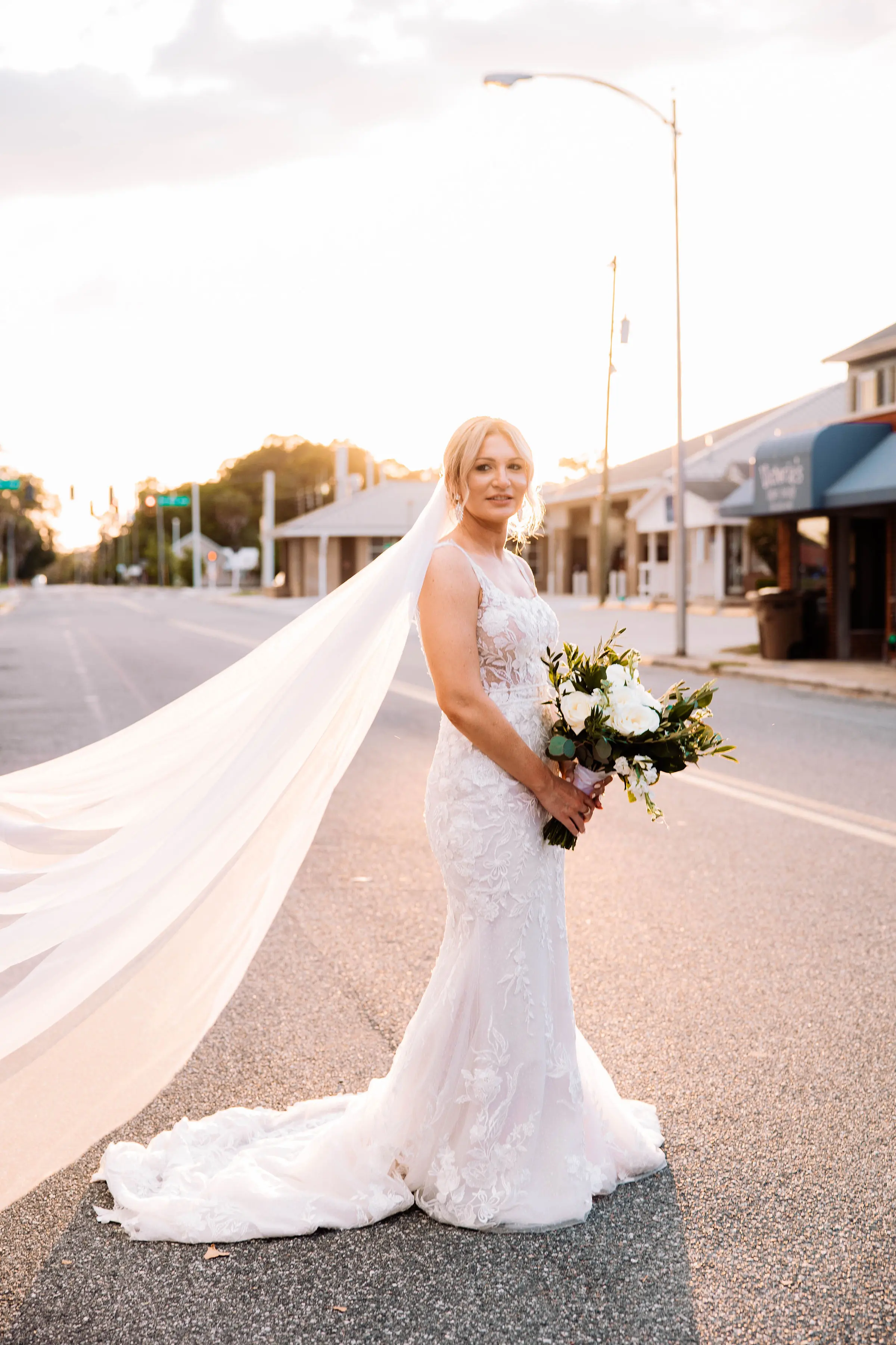 Bride In Nature-Inspired Square Neck Albany Maggie Sottero