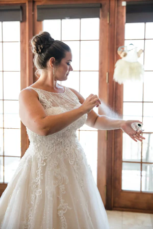Bride Wearing Lace And Sparkle Tulle Ball Gown Honor Marie By Rebecca Ingram
