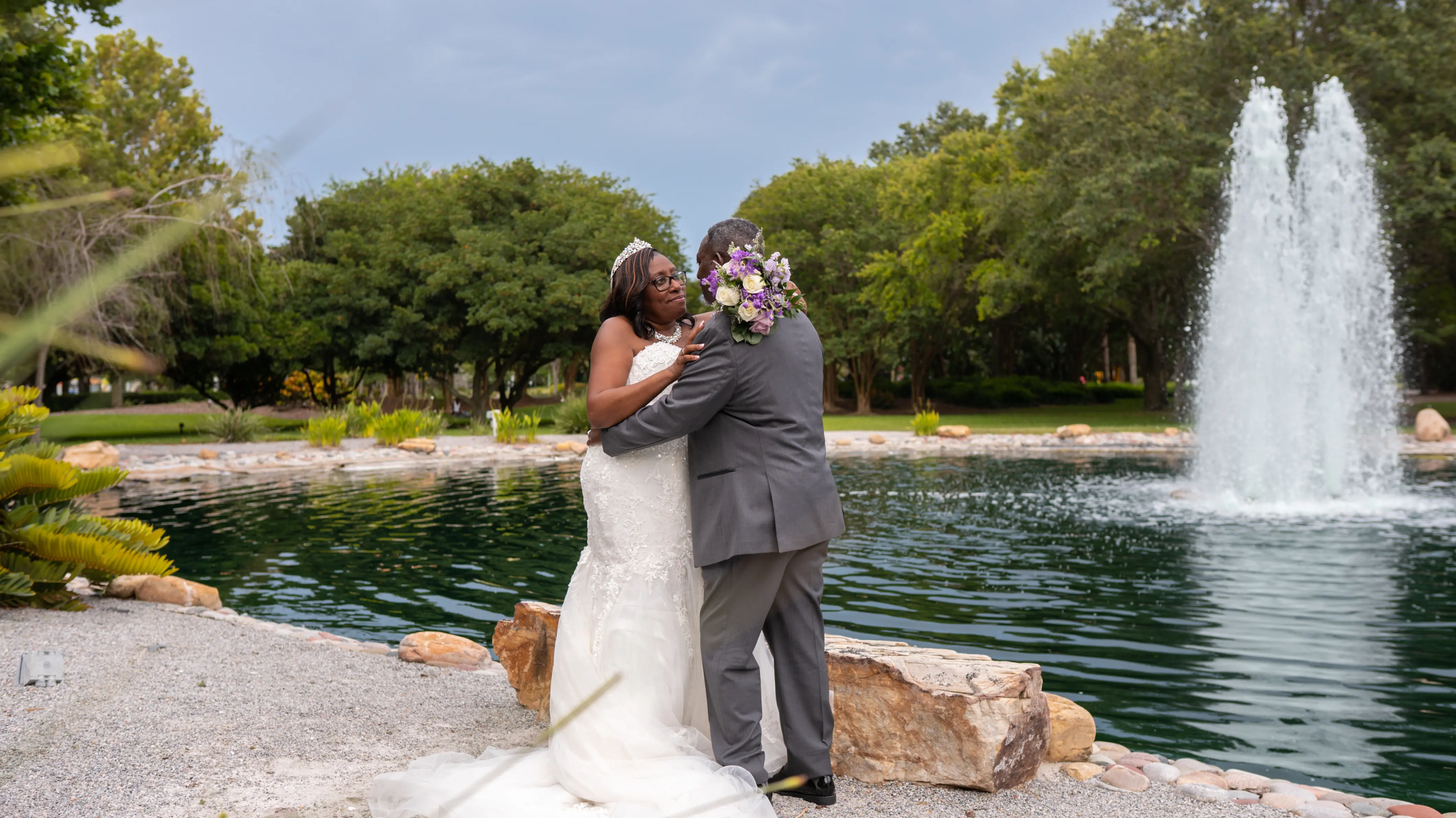 Groom With Bride Wearing Lace Mermaid Wedding Dress Lonnie Lynette By Maggie Sottero