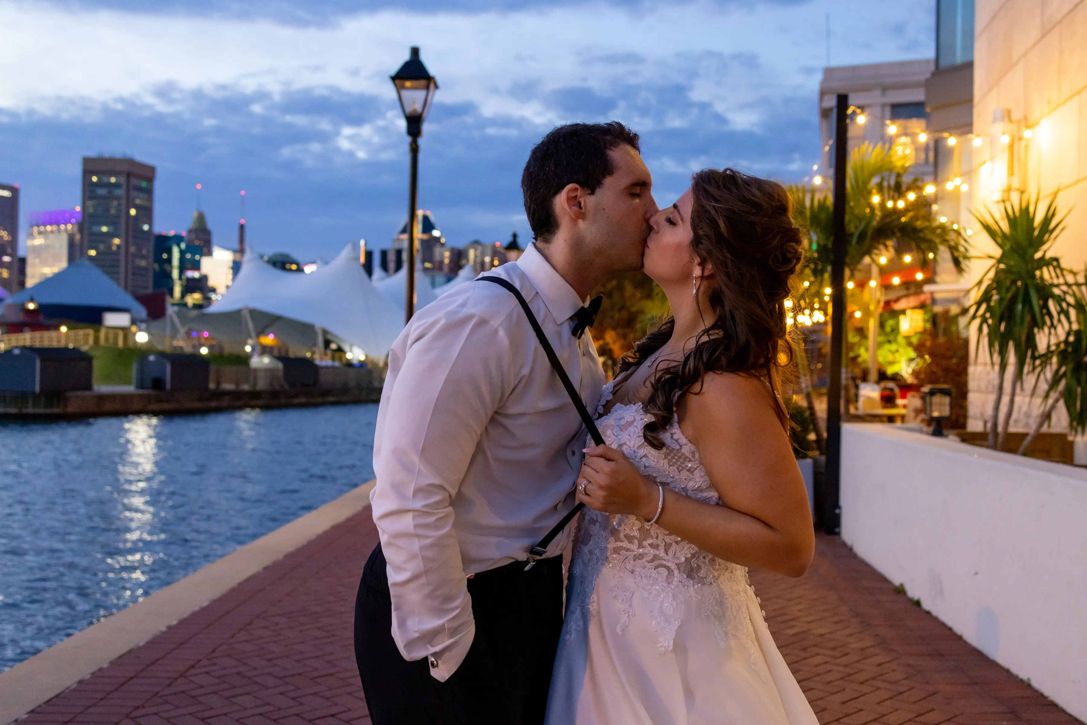 Groom With Bride Wearing A-Line Wedding Dress Savannah By Maggie Sottero