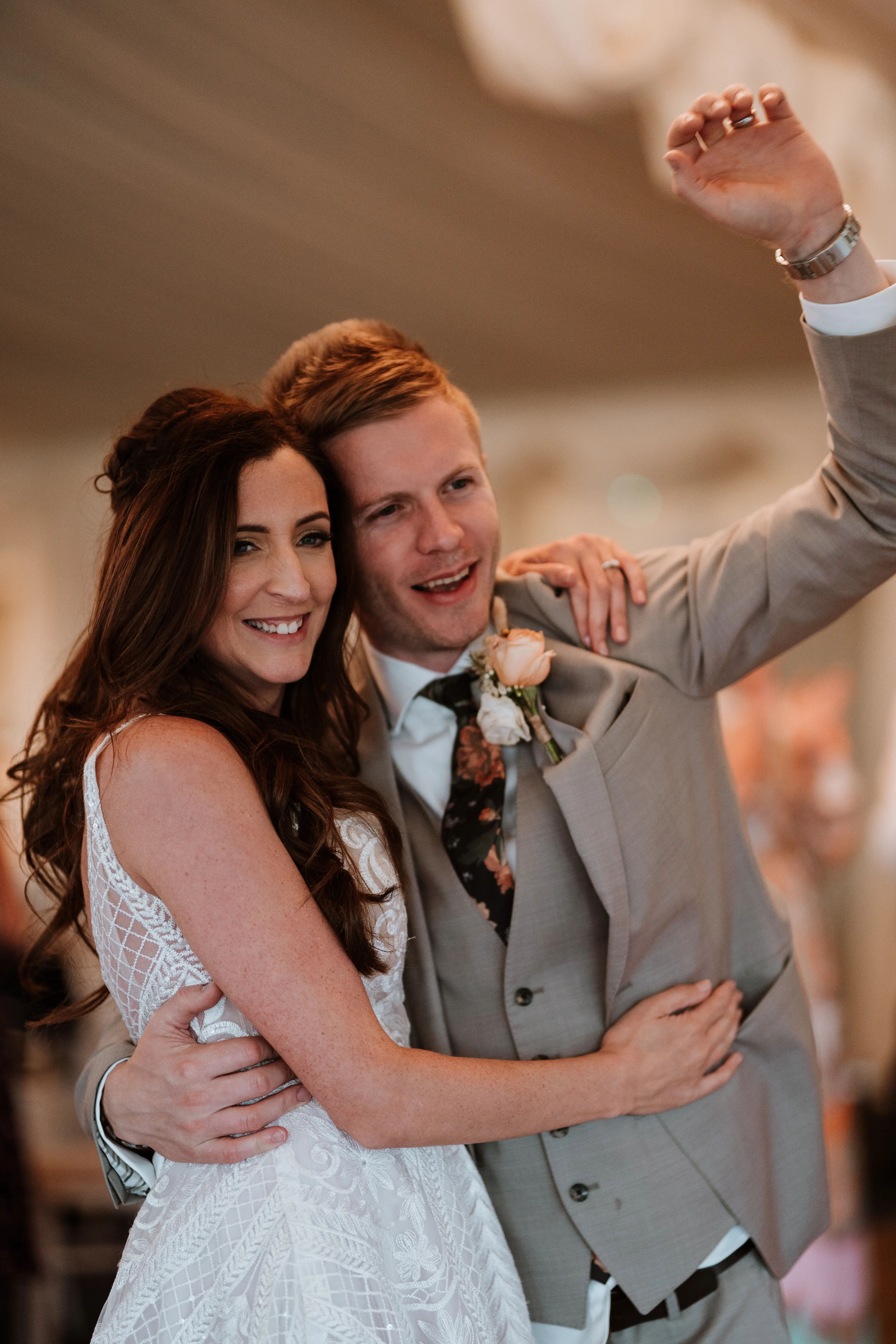 Groom With Bride Wearing Boho Princess Wedding Dress Roxanne By Sottero And Midgley