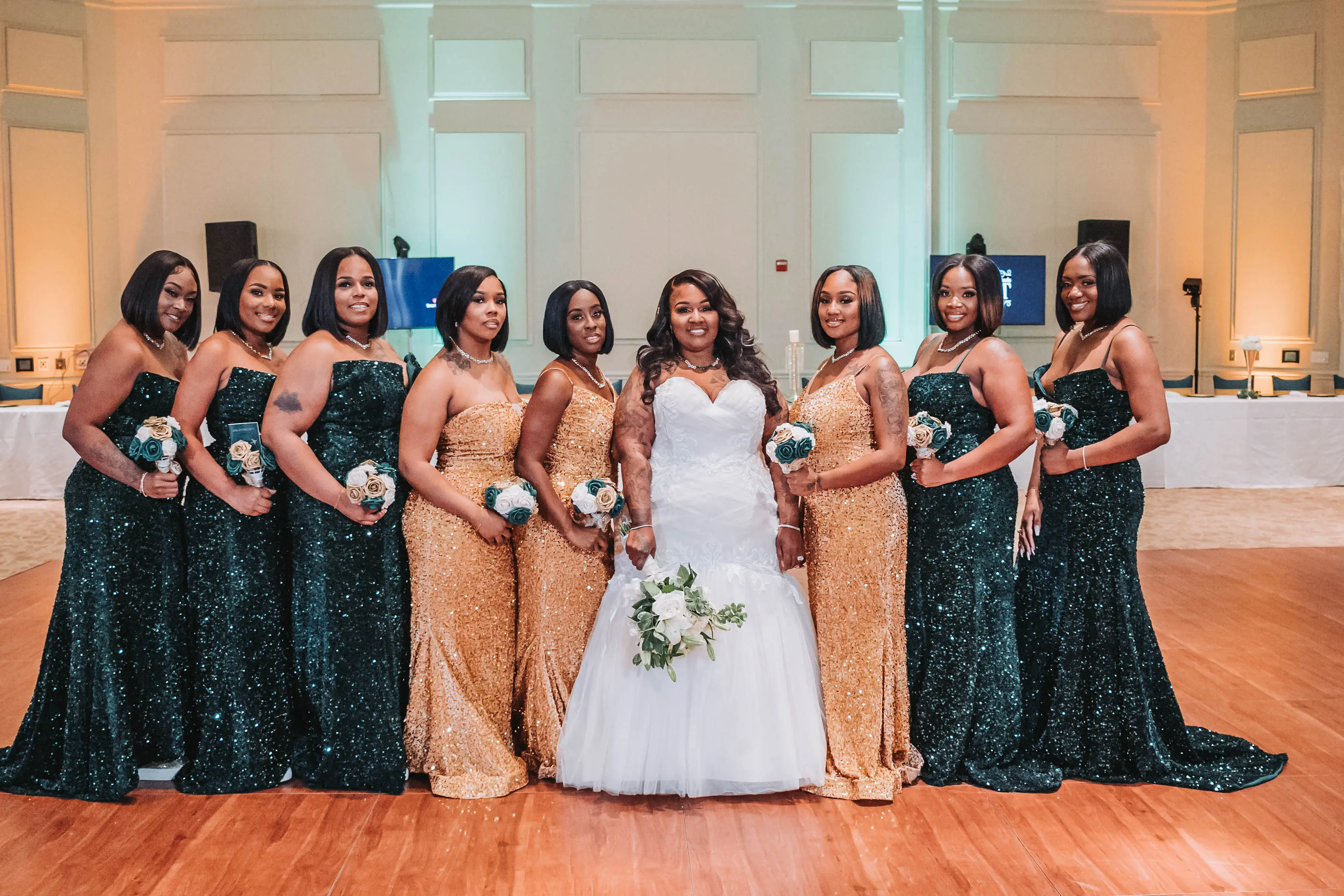 Real Bride in Ruched Tulled Mermaid Wedding Dress with Beaded Lace Motifs Called Georgia by Rebecca Ingram