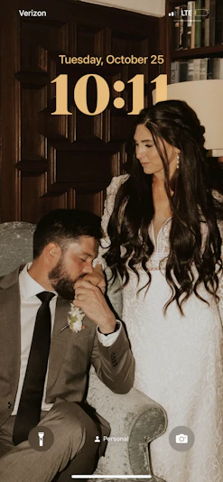 Real Bride in Boho Lace Wedding Dress with Deep Scallop Train called Drita by Maggie Sottero