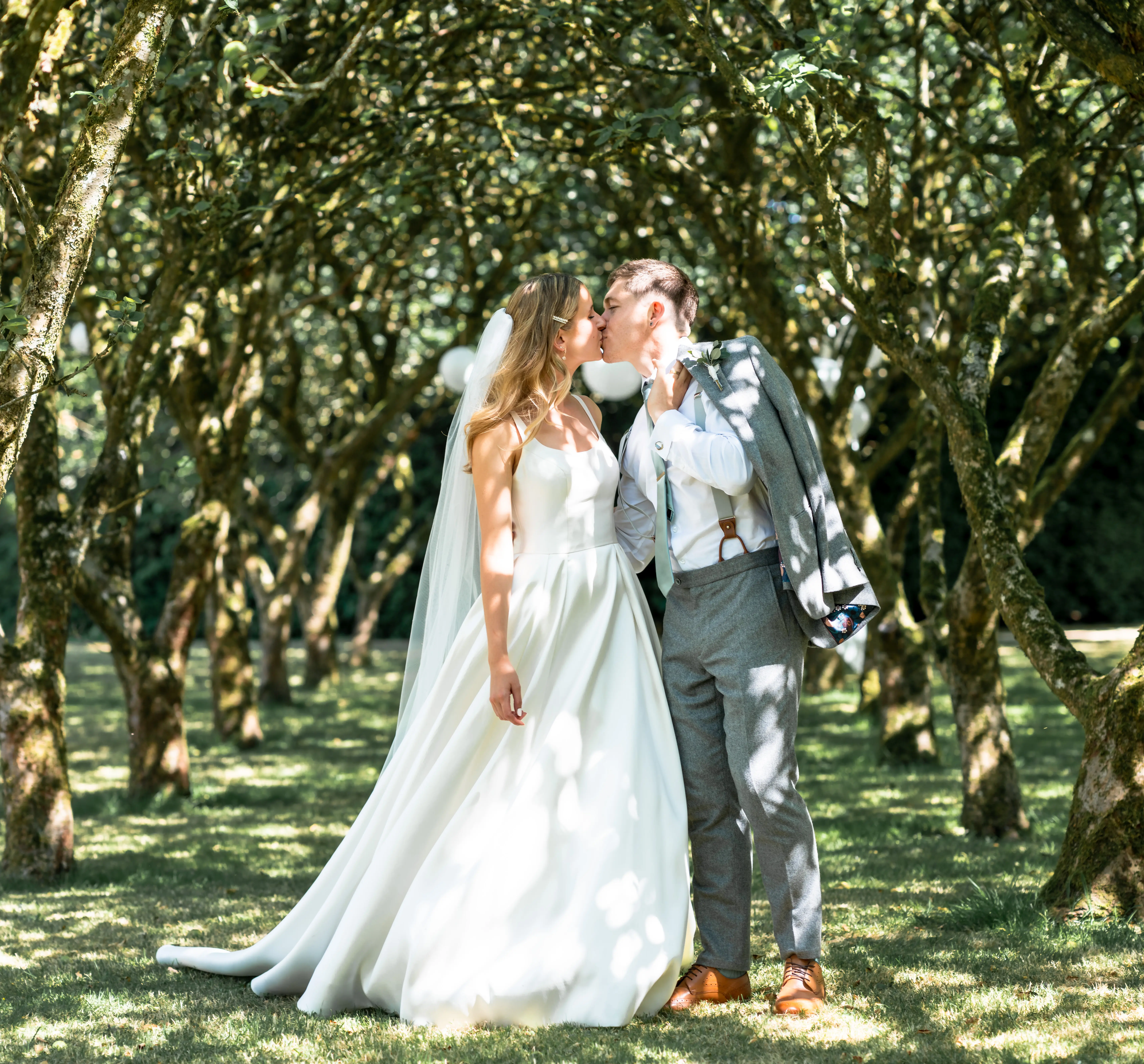 Groom With Bride Wearing Satin Ball Gown Selena By Maggie Sottero