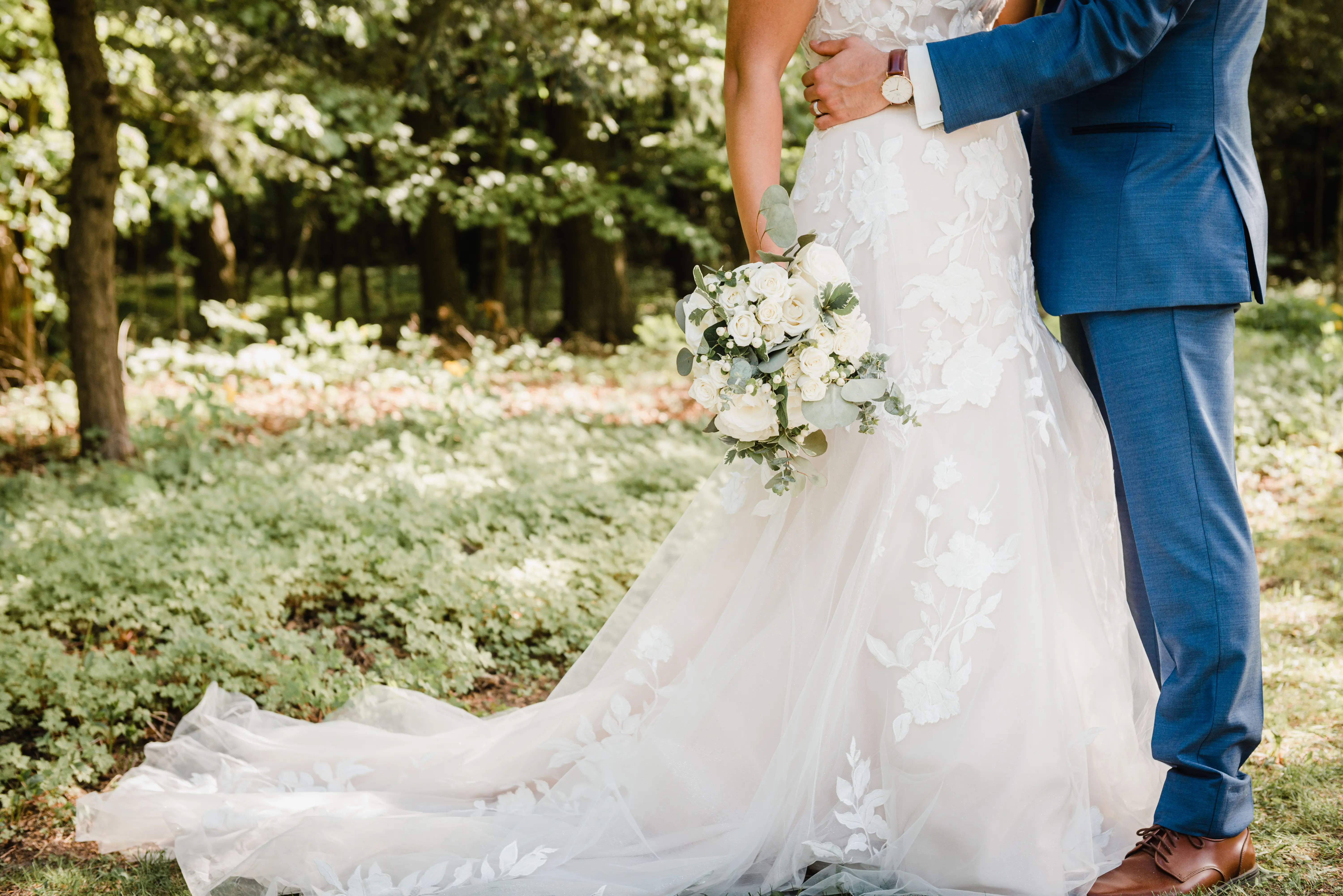 Groom With Bride Wearing Strapless Mermaid Wedding Dress Hattie By Rebeca Ingram