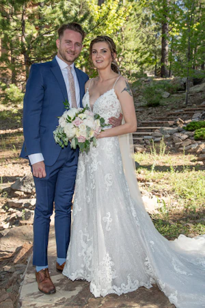 Bride In Sheer Sheath Tuscany Lynette Maggie Sottero With Groom