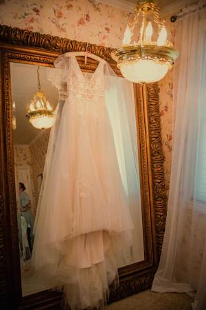 Romantic lace A-line dress called Raelynn by Rebecca Ingram