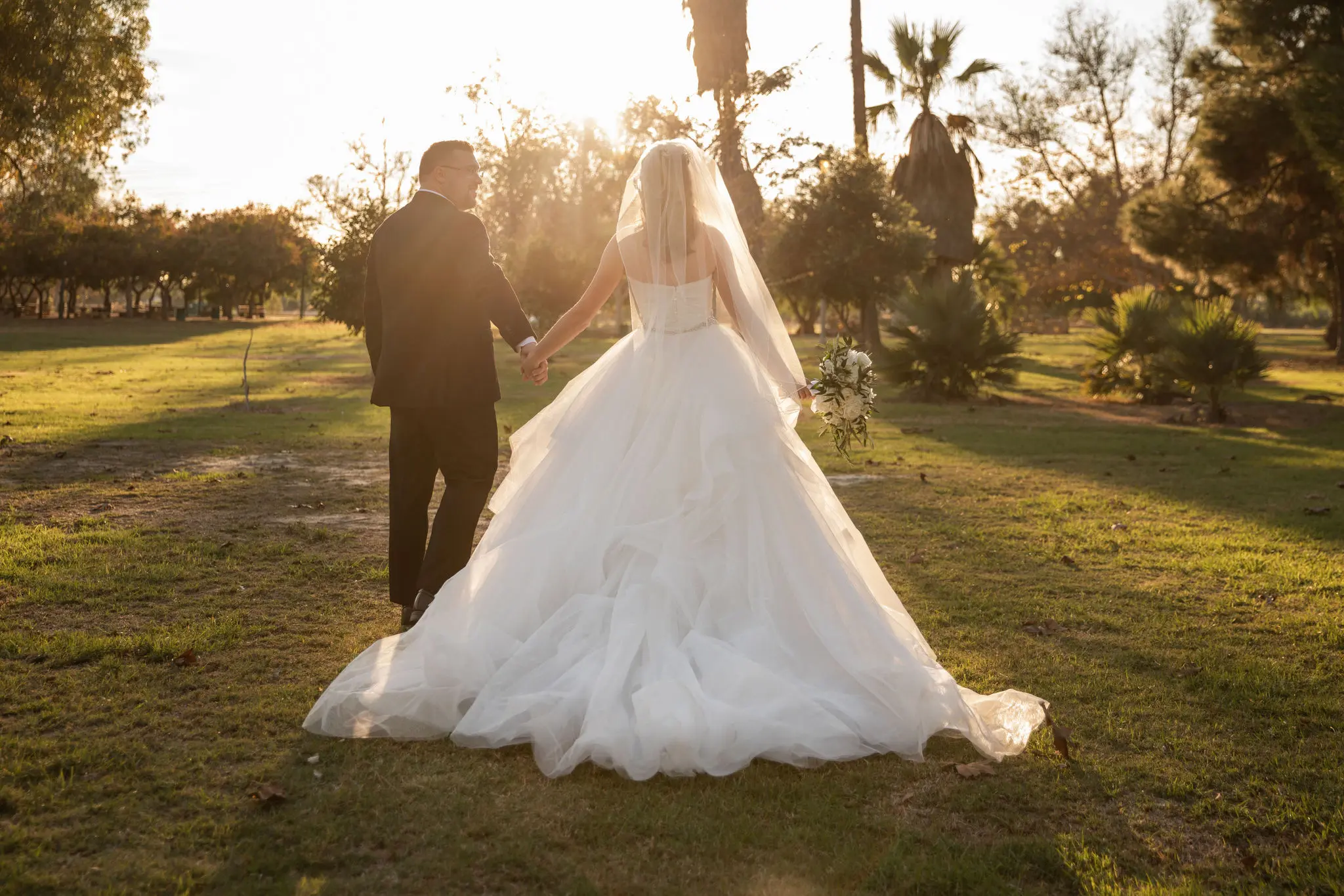 Bride In Sparkle Tulle Ballgown Yasmin Maggie Sottero With Groom