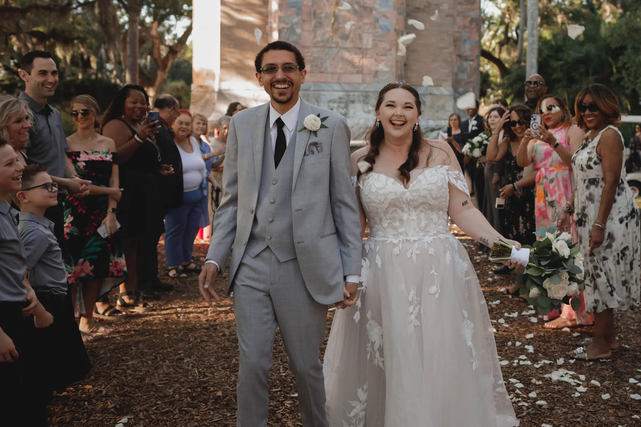 Bride In A-line Floral Hattie Lane Lynette Rebecca Ingram With Groom