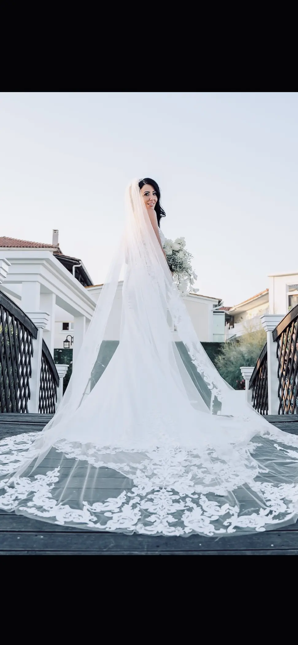 Bride Wearing Lace Spaghetti Strap Wedding Dress Nikki By Maggie Sottero
