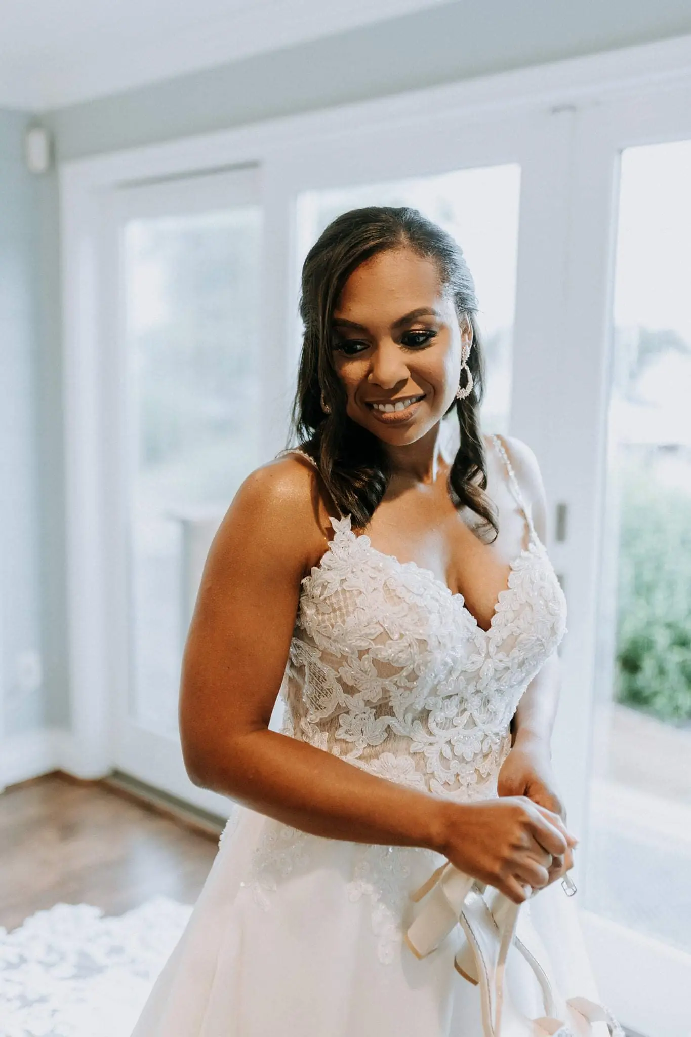 Bride Wearing Flirty A-line Wedding Gown Called Savannah By Maggie Sottero