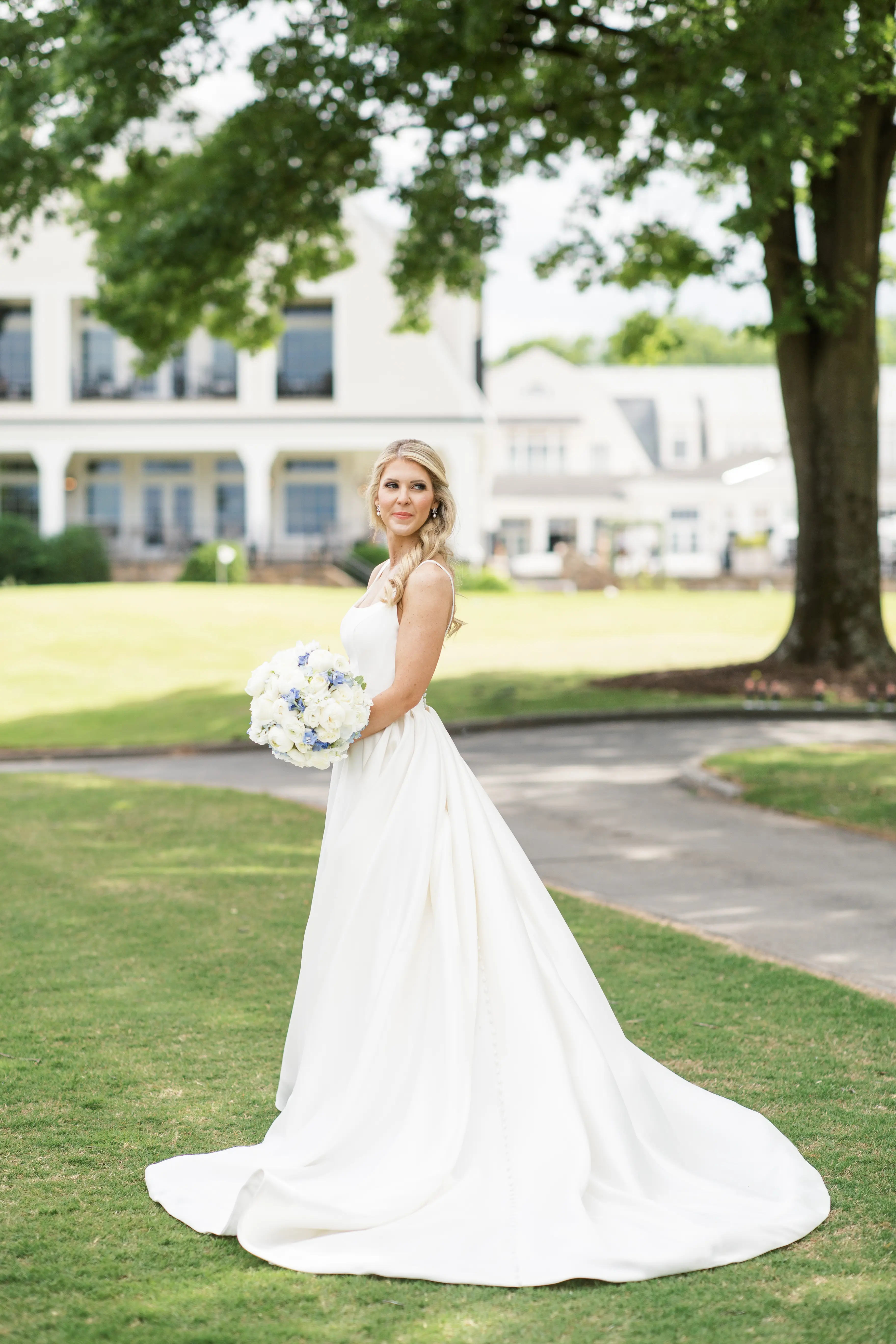 Bride In Satin A-Line Wedding Dress Called Selena By Maggie Sottero