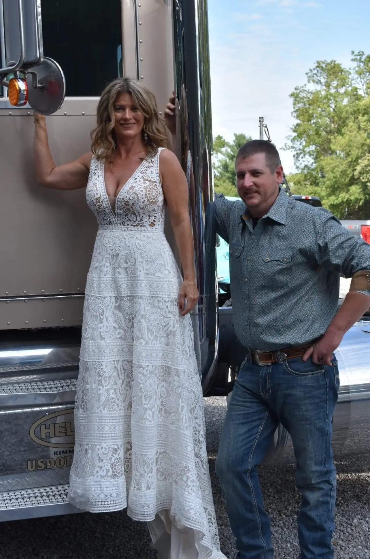 Bride Wearing Boho Lace Wedding Dress Called Finley Dawn By Sottero And Midgley